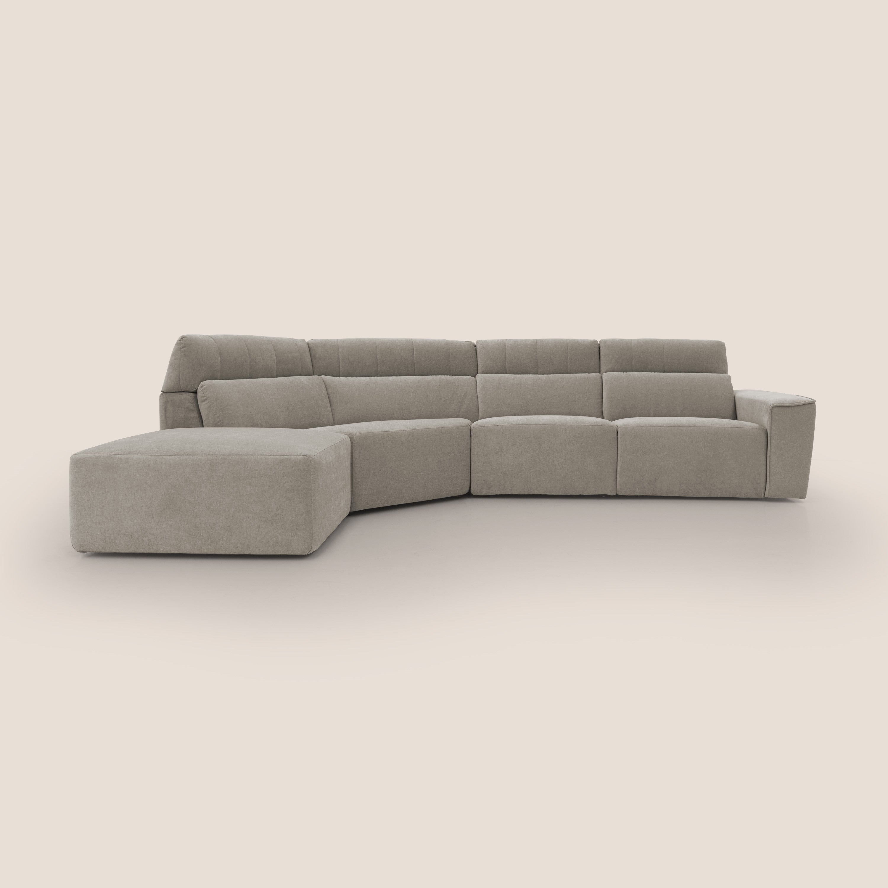 Clark Divano angolare con opzione relax elettrico in tessuto smacchiabile impermeabile T17 beige - divani.store