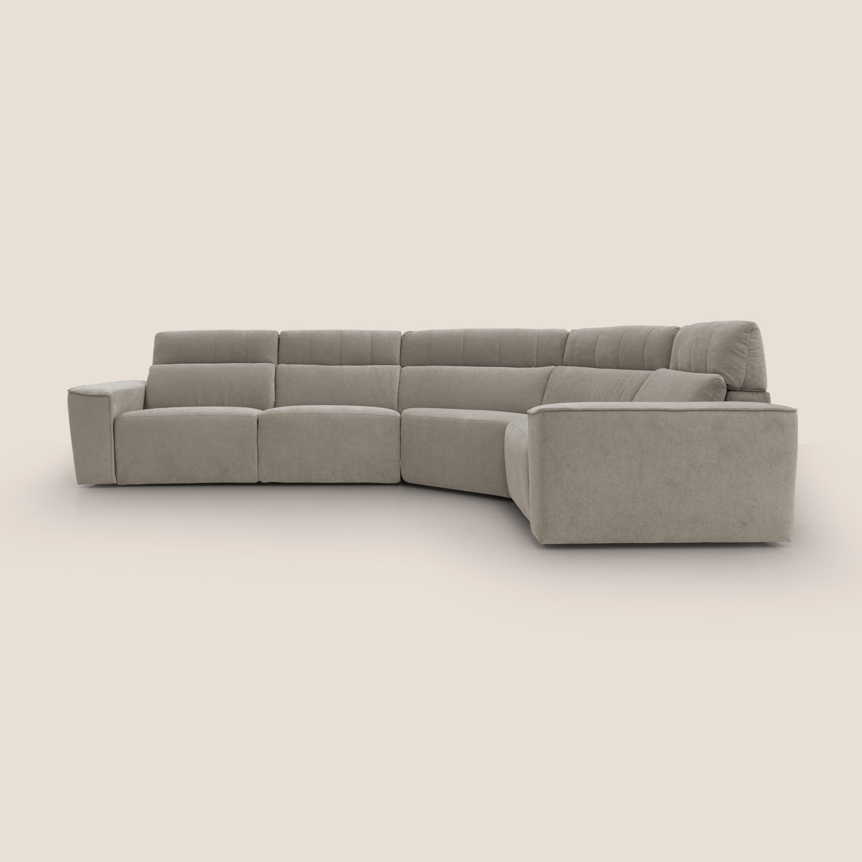 Clark Divano modulare angolare REVERSIBILE con opzione relax elettrico in tessuto smacchiabile impermeabile T17 beige - divani.store