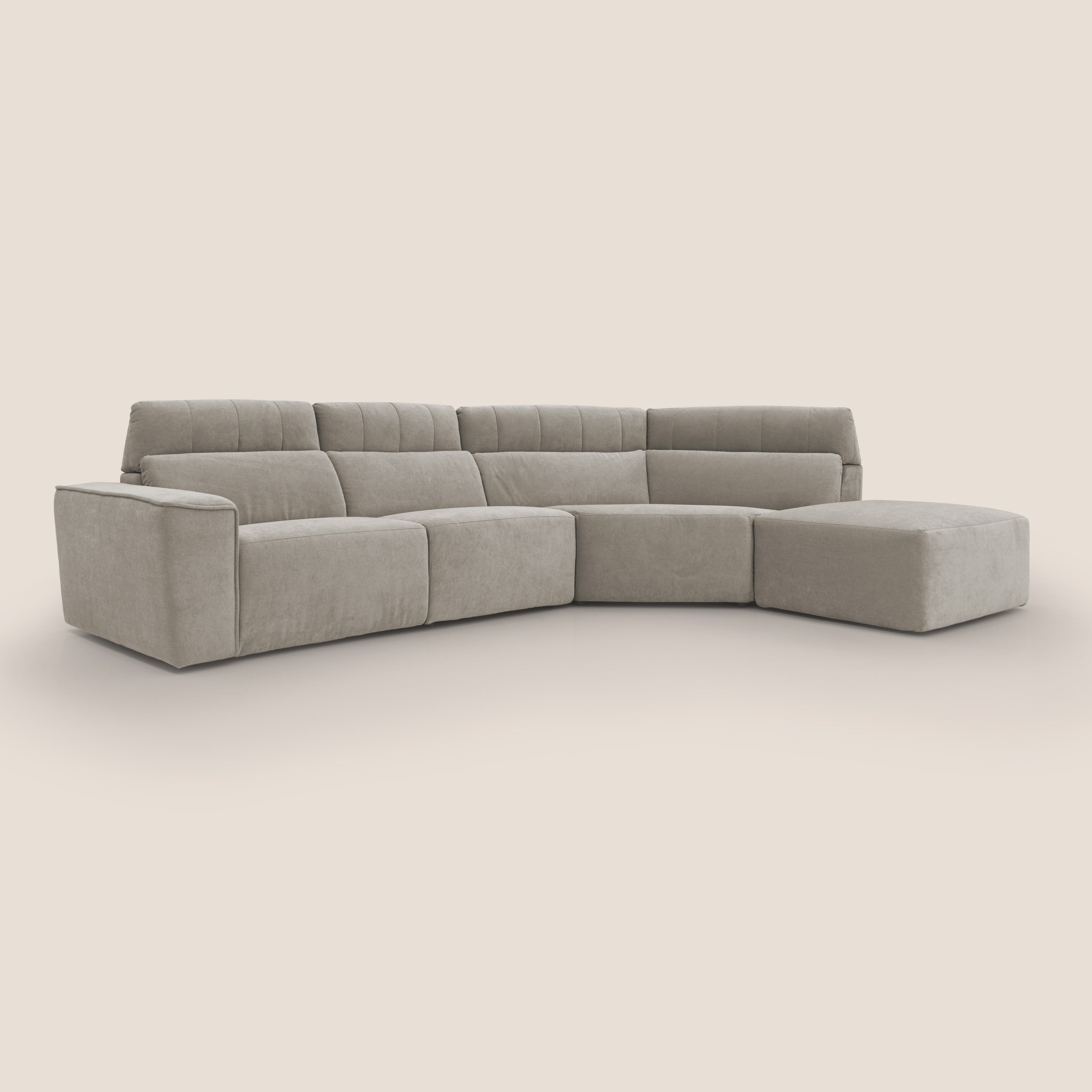 Clark Divano angolare con opzione relax elettrico in tessuto smacchiabile impermeabile T17 beige - divani.store