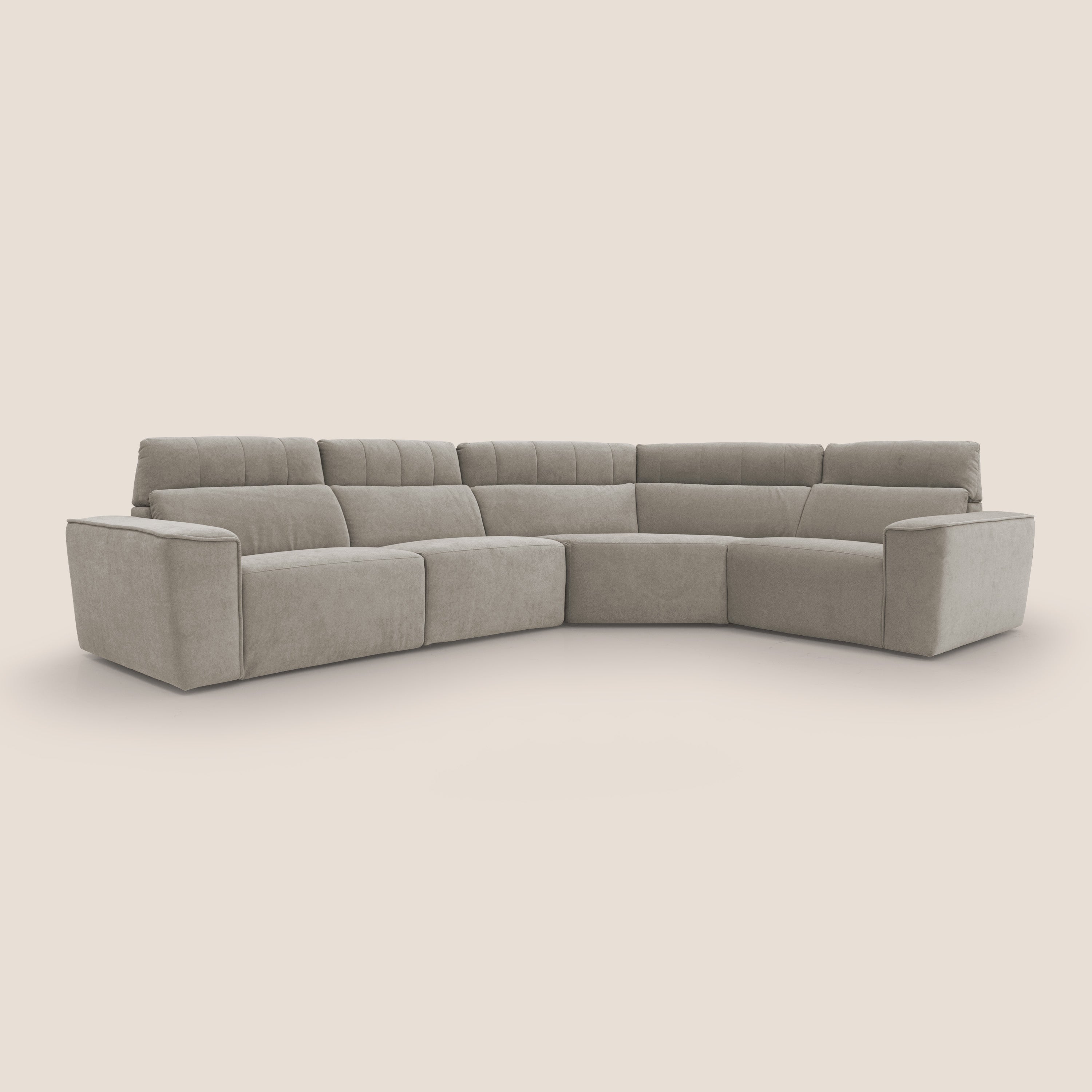 Clark Divano modulare angolare REVERSIBILE con opzione relax elettrico in tessuto smacchiabile impermeabile T17 beige - divani.store