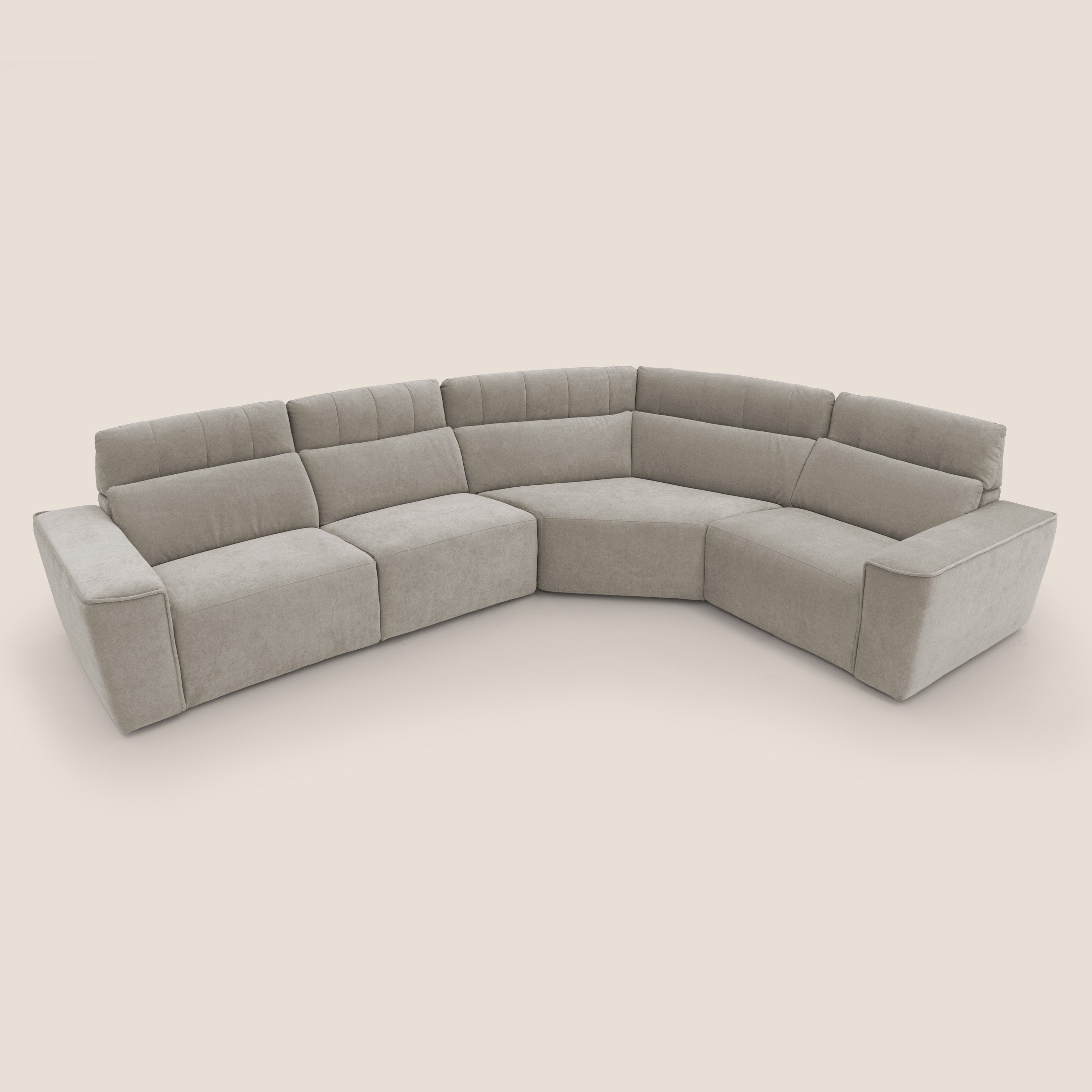 Clark Divano modulare angolare REVERSIBILE con opzione relax elettrico in tessuto smacchiabile impermeabile T17 beige - divani.store