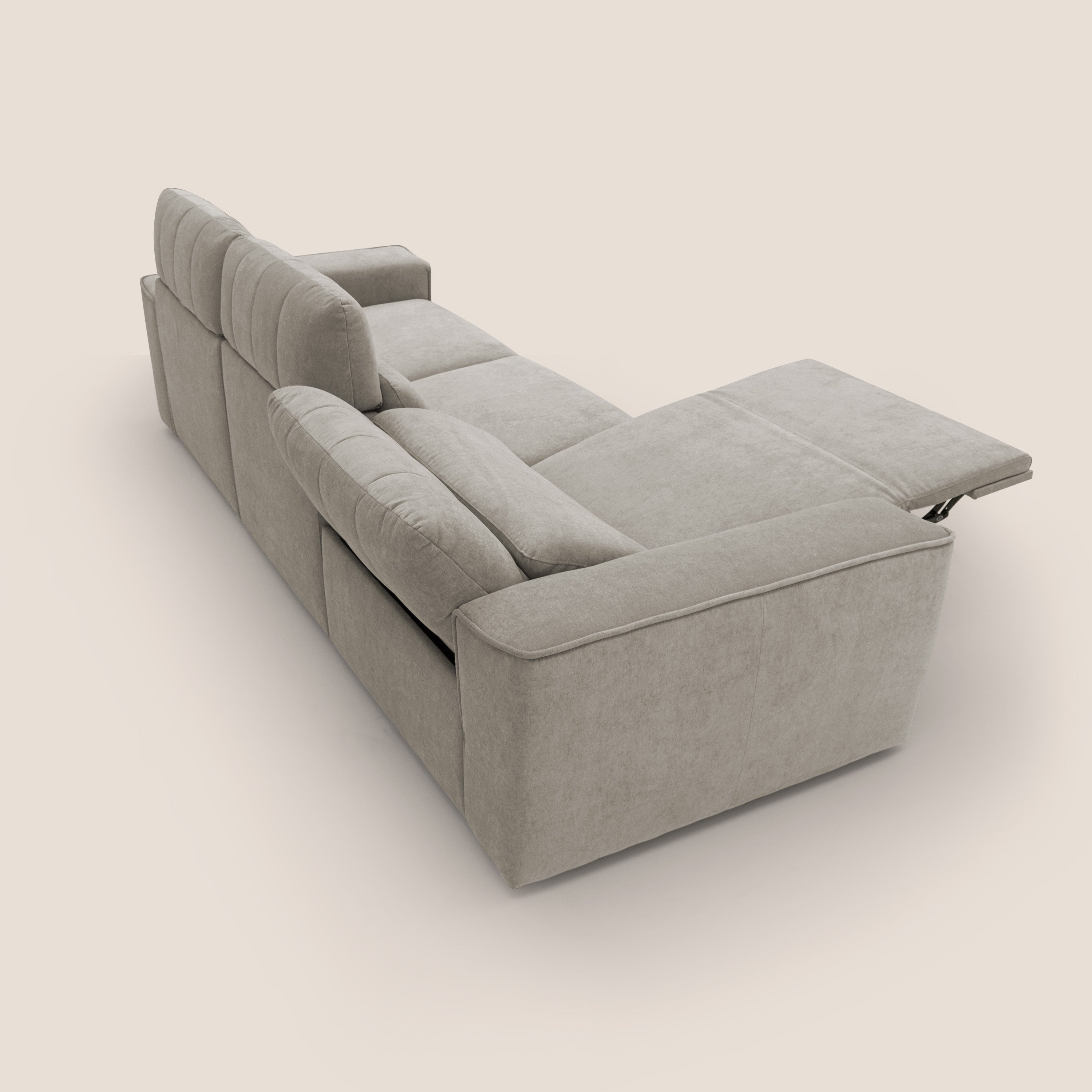 Clark Divano modulare 3 sedute con opzione relax elettrico in tessuto smacchiabile impermeabile T17 beige - divani.store