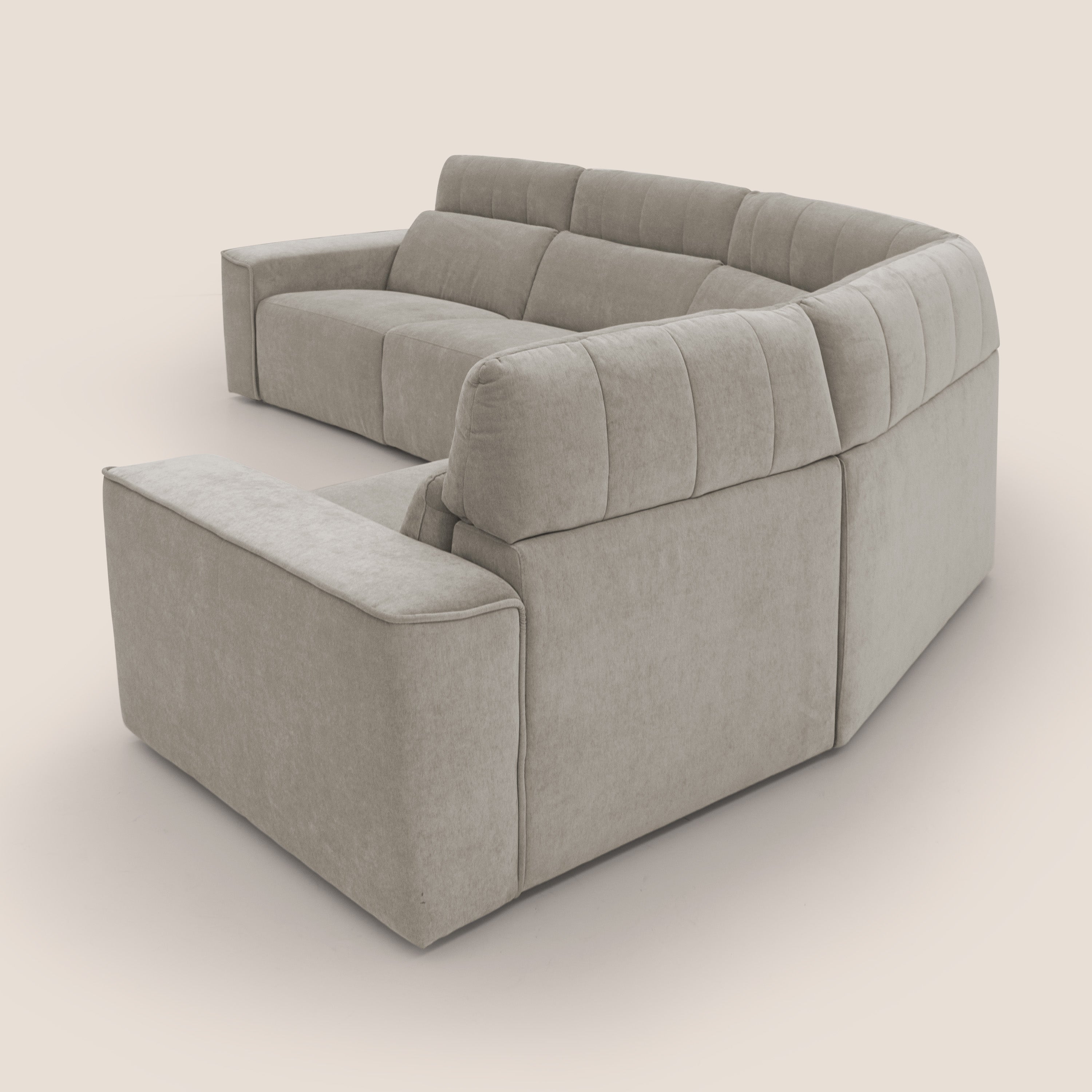 Clark Divano modulare angolare REVERSIBILE con opzione relax elettrico in tessuto smacchiabile impermeabile T17 beige - divani.store