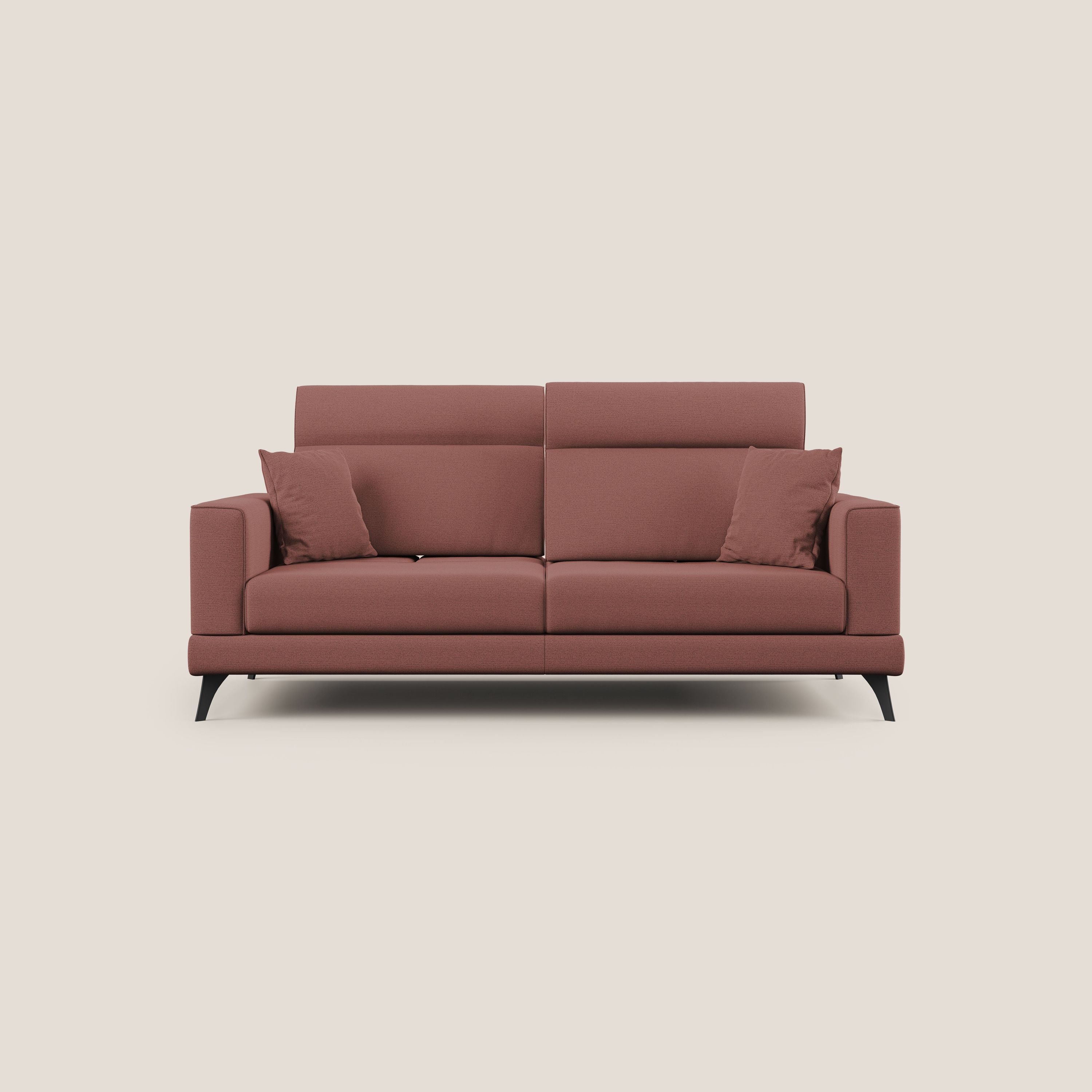 Slide Divano con schienali traslanti e poggiatesta in tessuto simil cotone impermeabile T19 salmone - divani.store