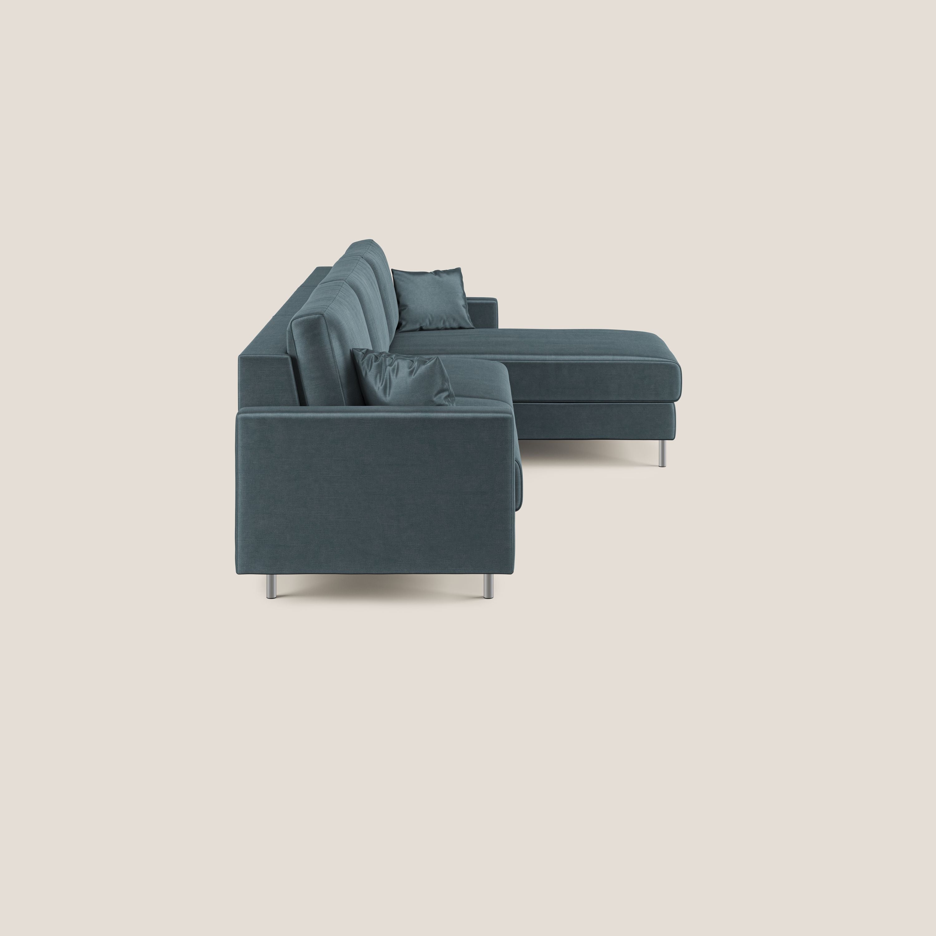 Andromeda divano letto angolare in velluto morbido impermeabile T01 petrolio - divani.store