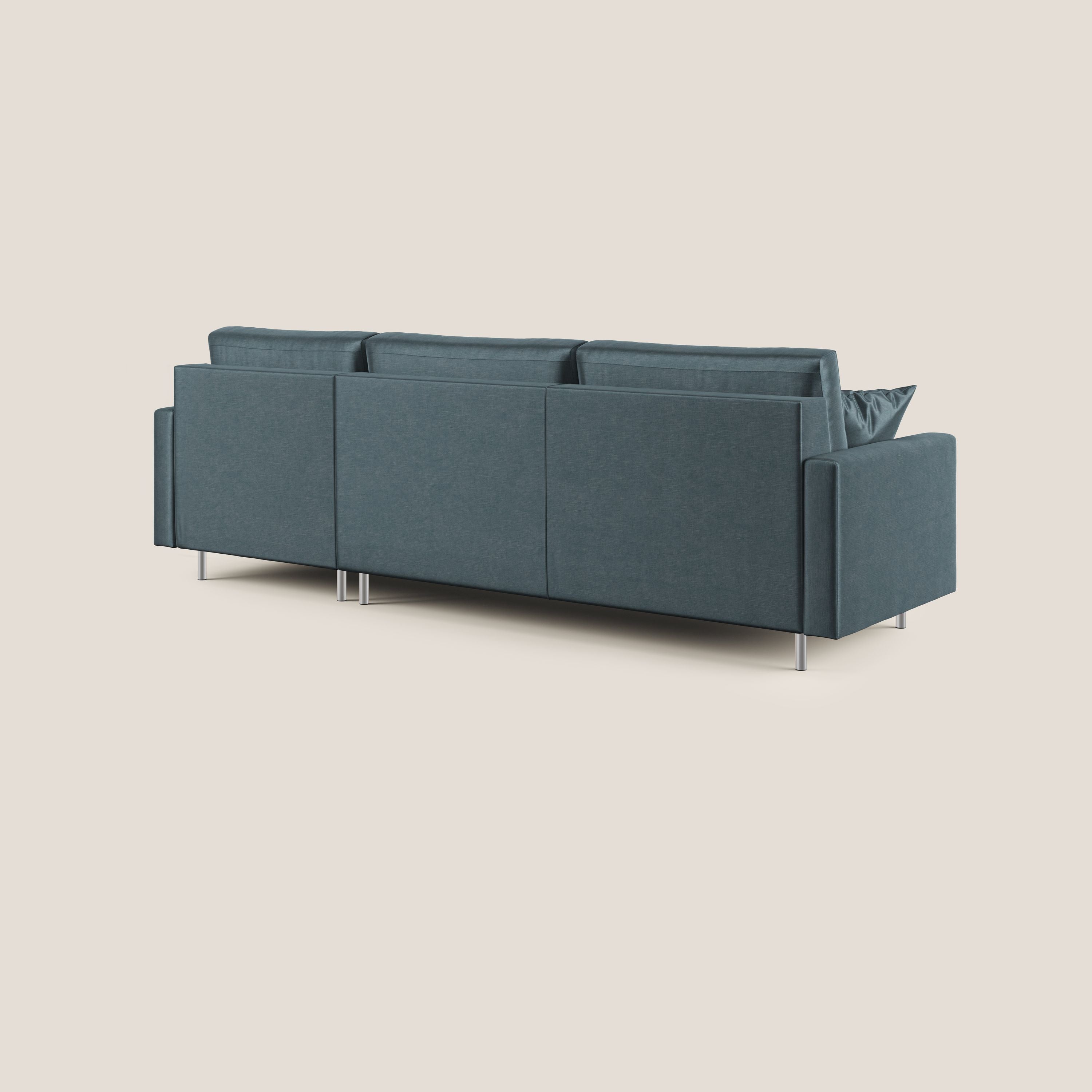 Andromeda divano letto angolare in velluto morbido impermeabile T01 petrolio - divani.store