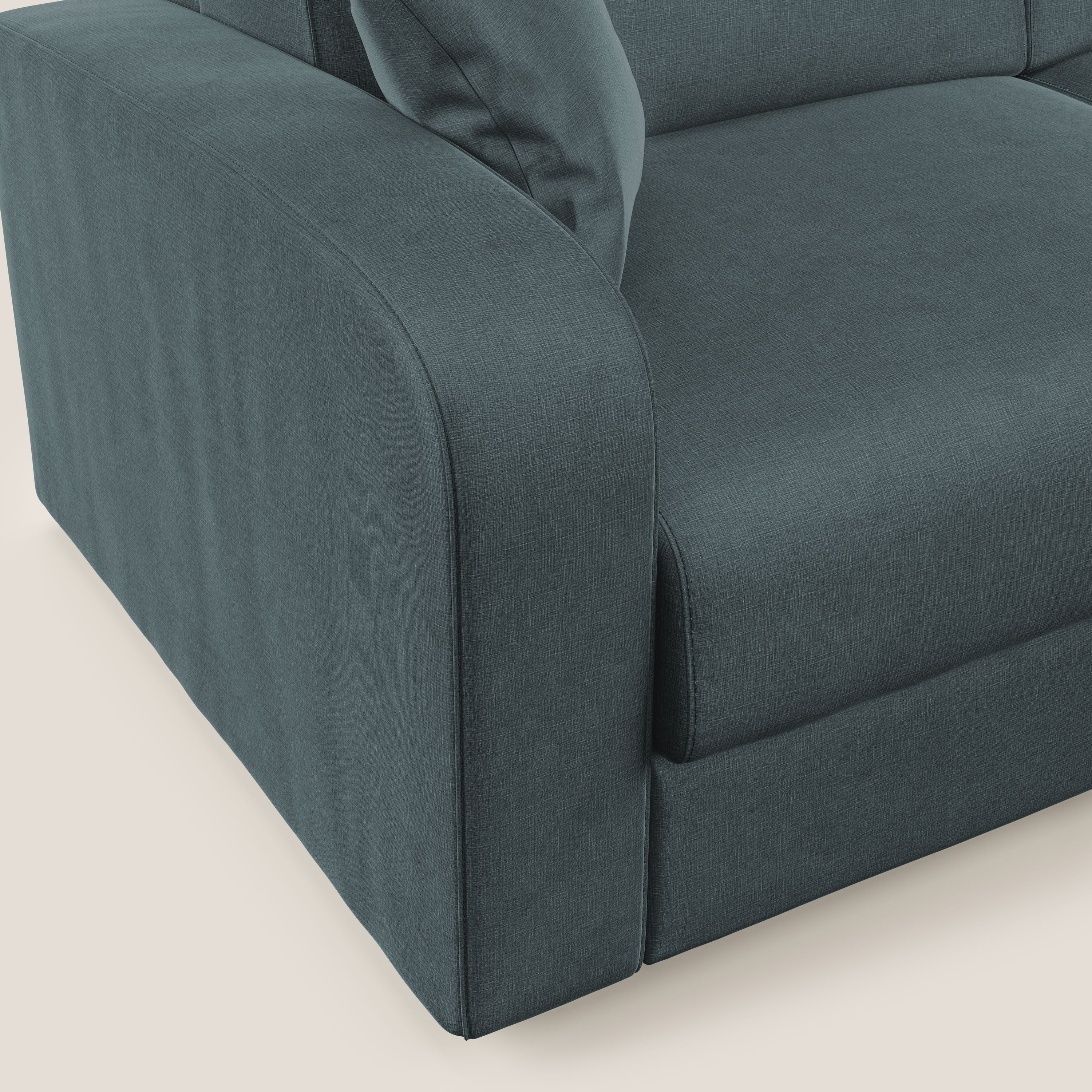 Lebron Divano letto angolare con penisola in velluto morbido T01 petrolio - divani.store