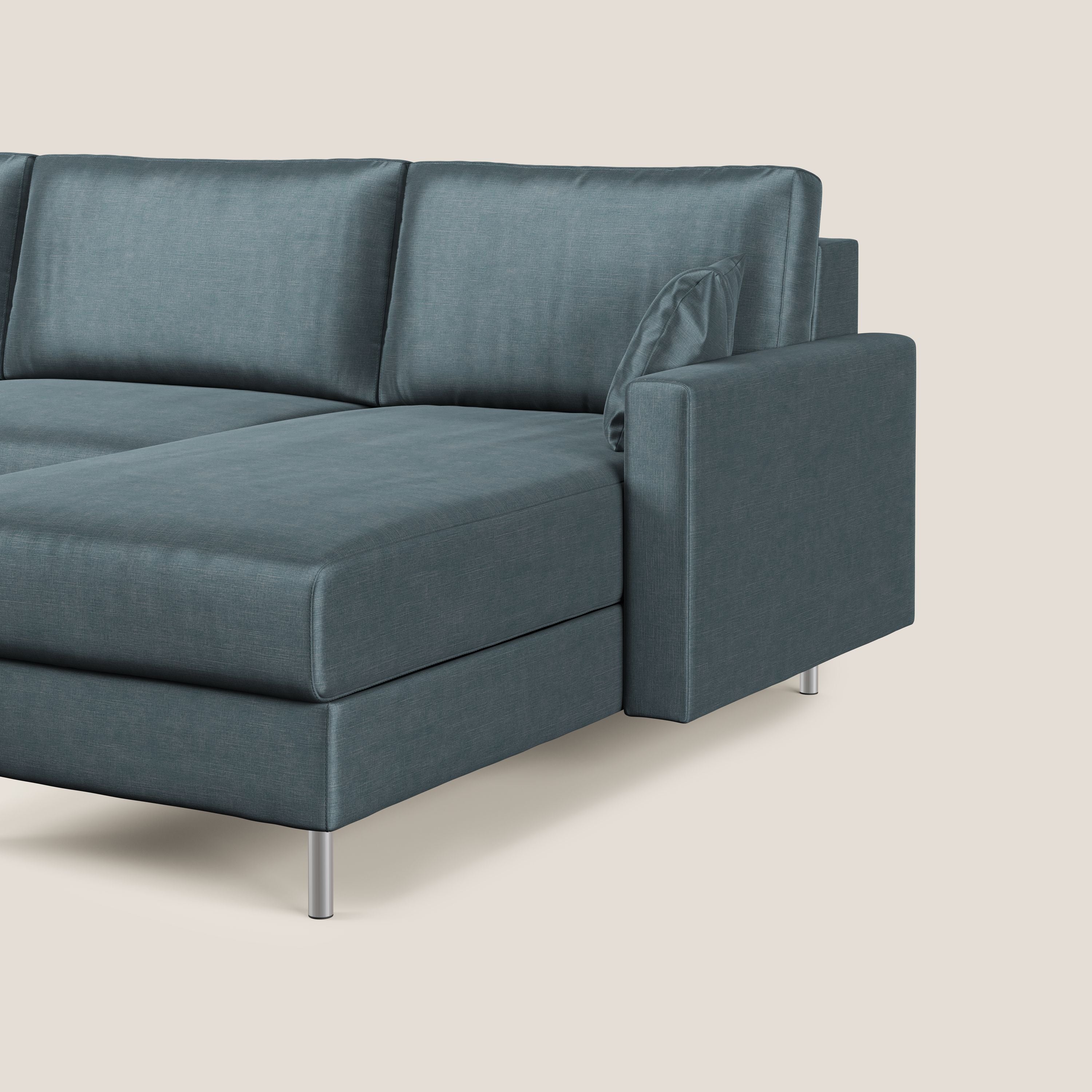 Andromeda divano letto angolare in velluto morbido impermeabile T01 petrolio - divani.store