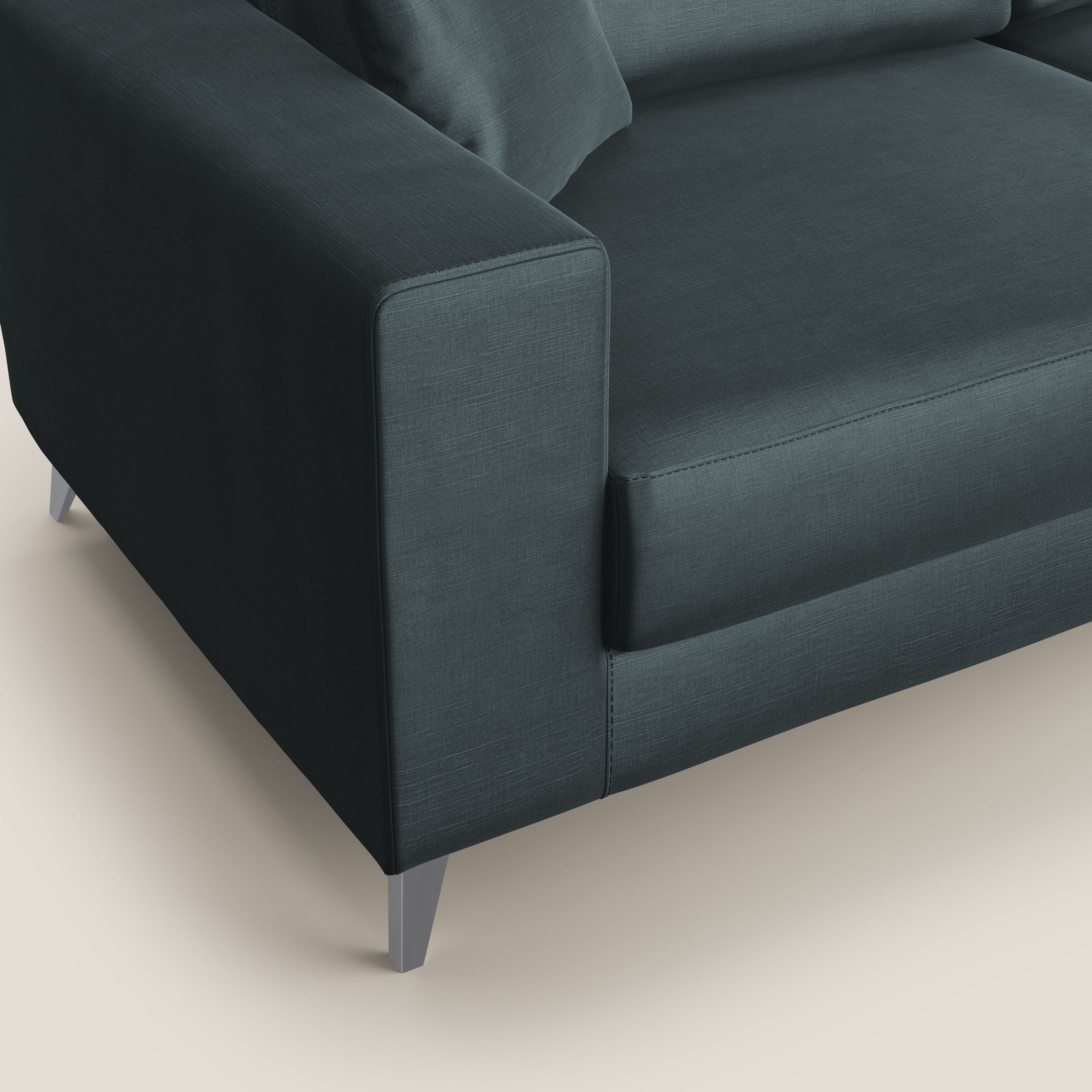 Michael divano moderno angolare con penisola in morbido velluto impermeabile T01 petrolio - divani.store