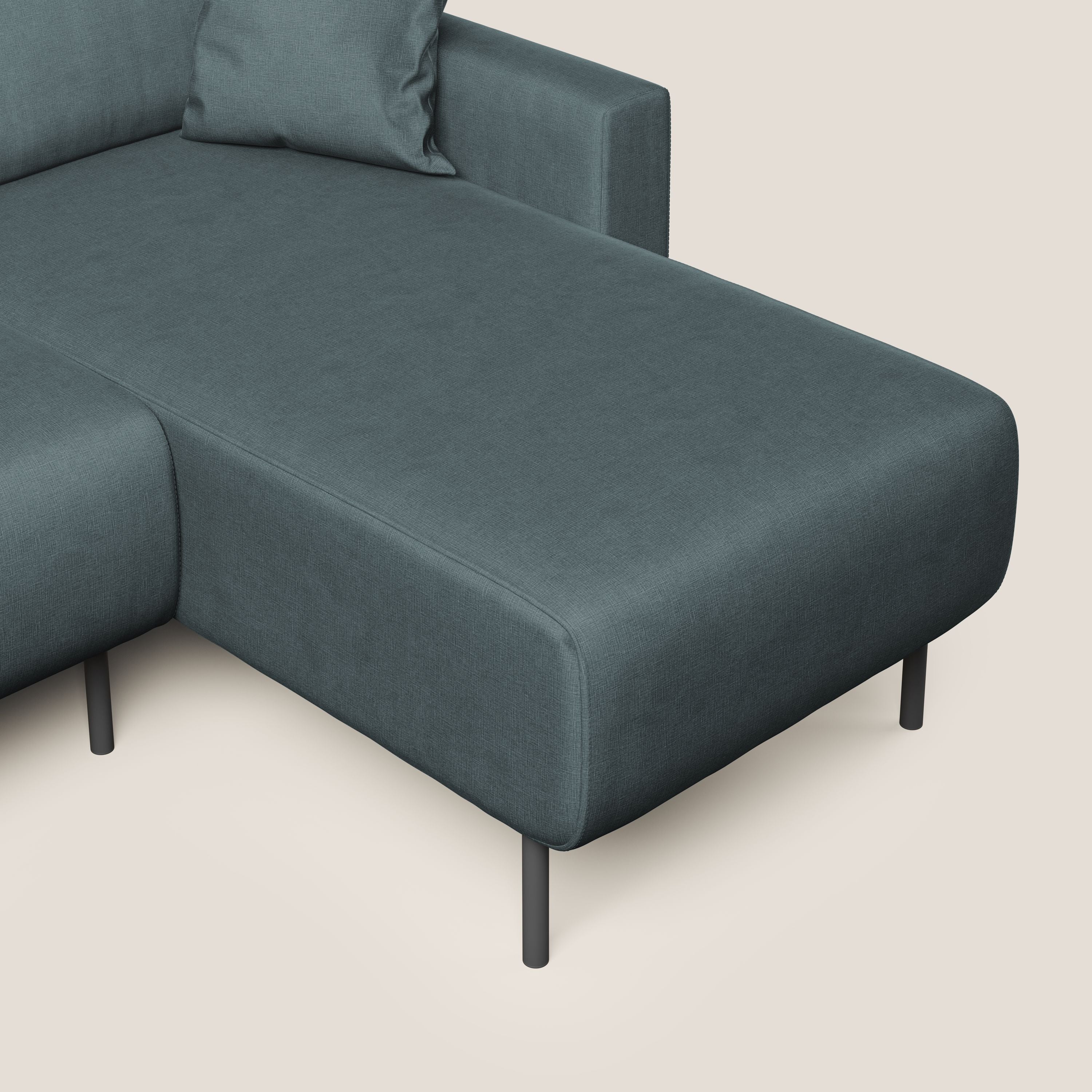 Arthur divano moderno angolare in velluto morbido impermeabile T01 petrolio - divani.store