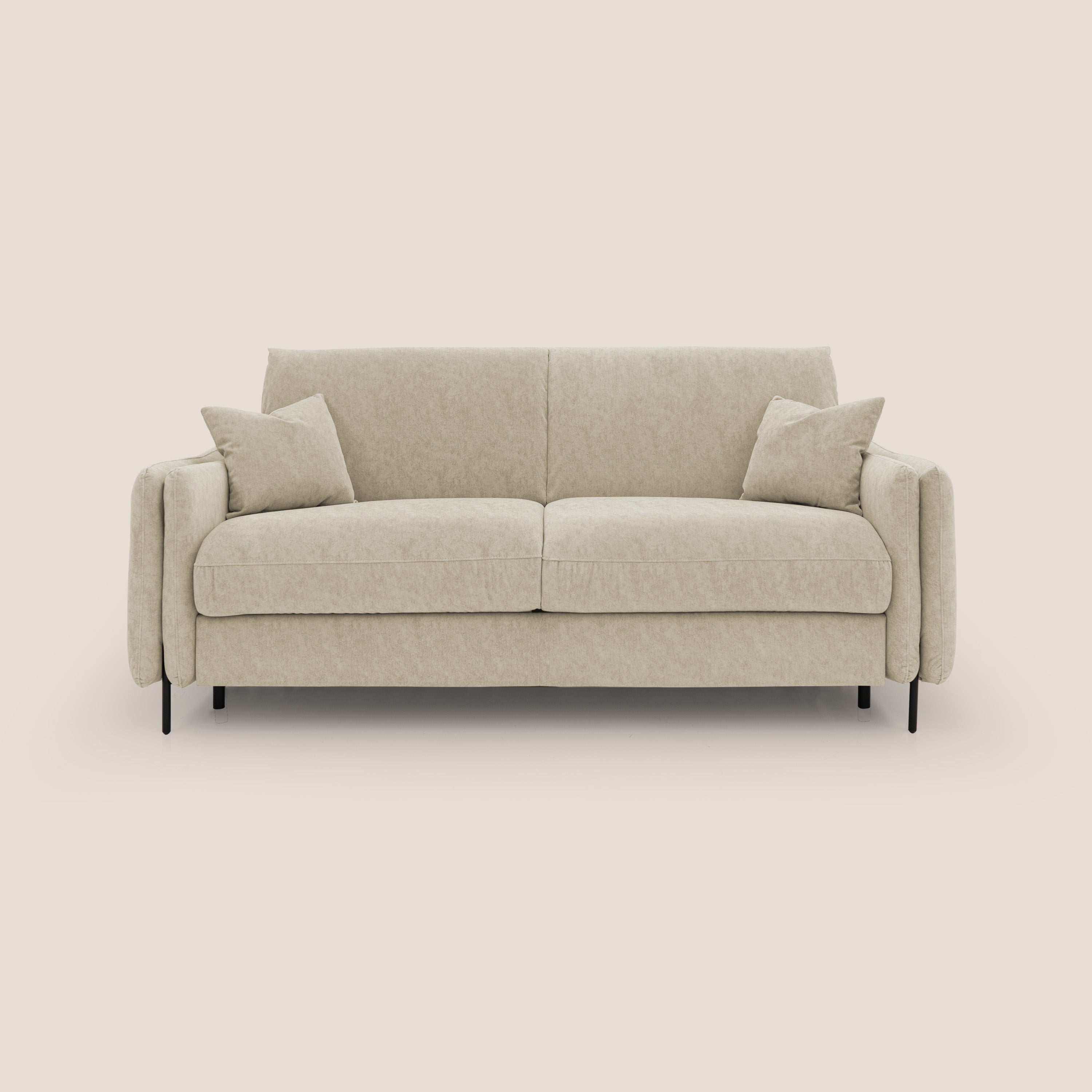 Gregory Divano letto con materasso h18 cm in microfibra effetto velluto impermeabile T09 beige - divani.store