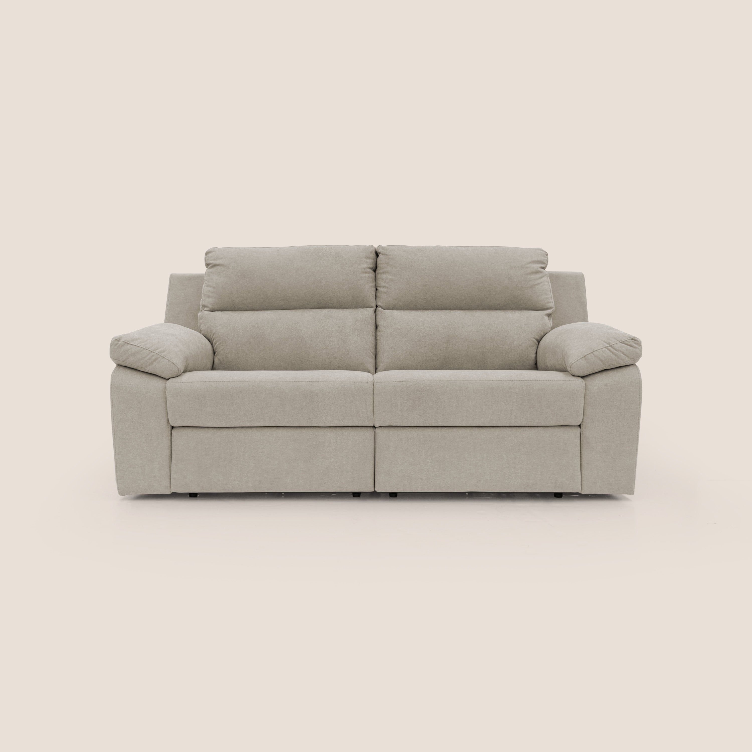 Romeo Divano relax con recliner elettrico in morbido tessuto impermeabile T02 panna - divani.store