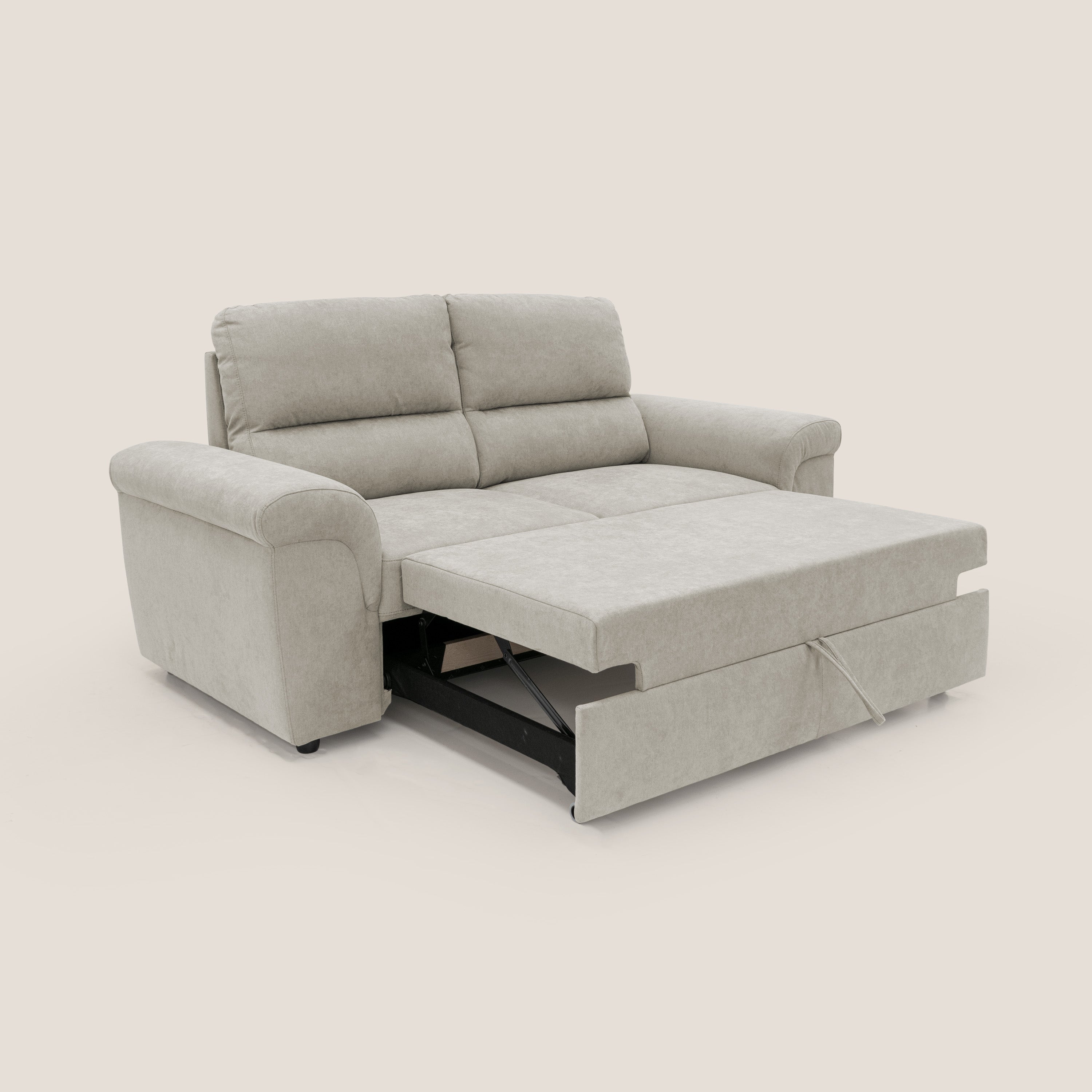 Minerva divano con pouf estraibile poggiapiedi in tessuto morbido impermeabile T02 panna - divani.store