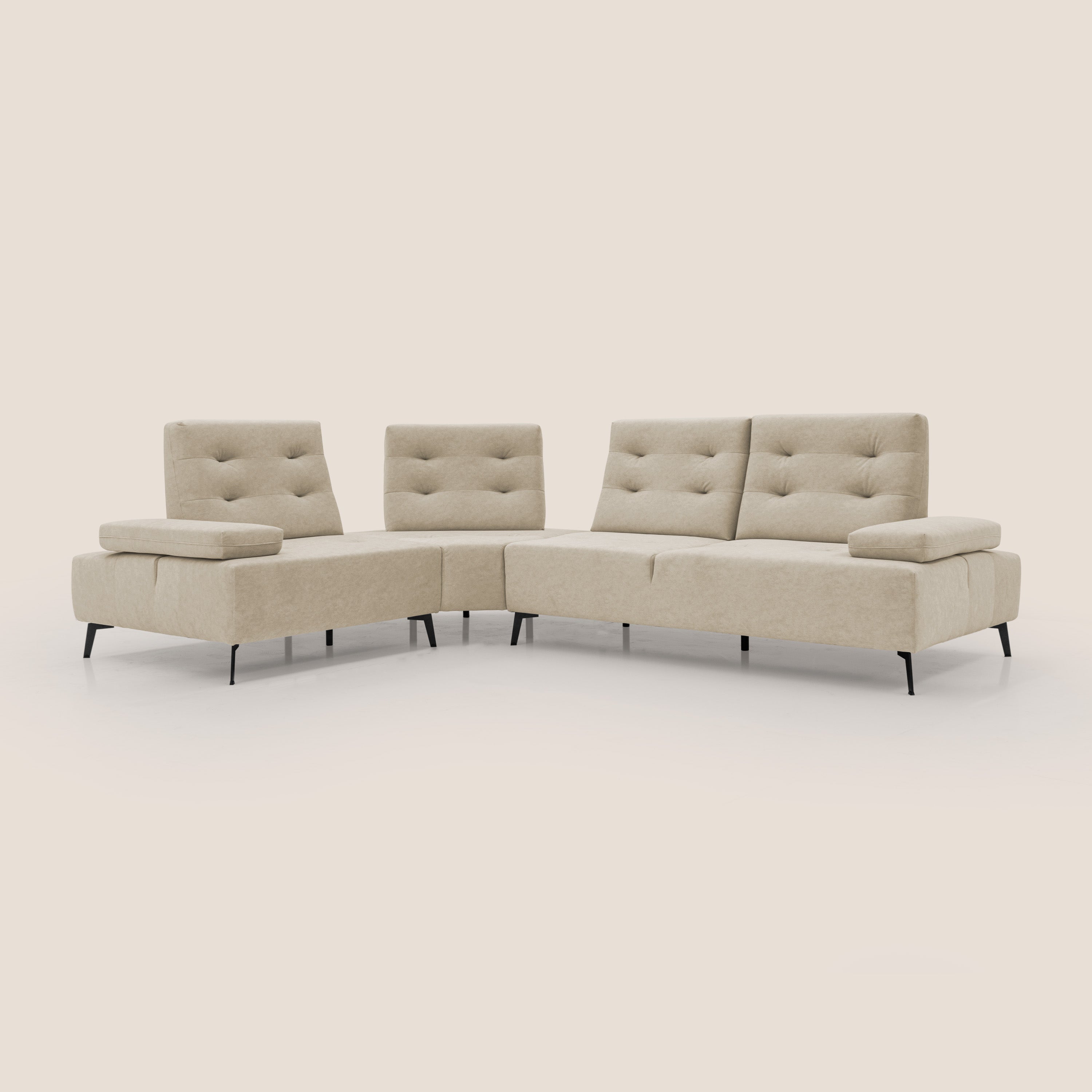 Lugano Divano angolare con schienali traslanti in microfibra effetto velluto T09 - divani.store