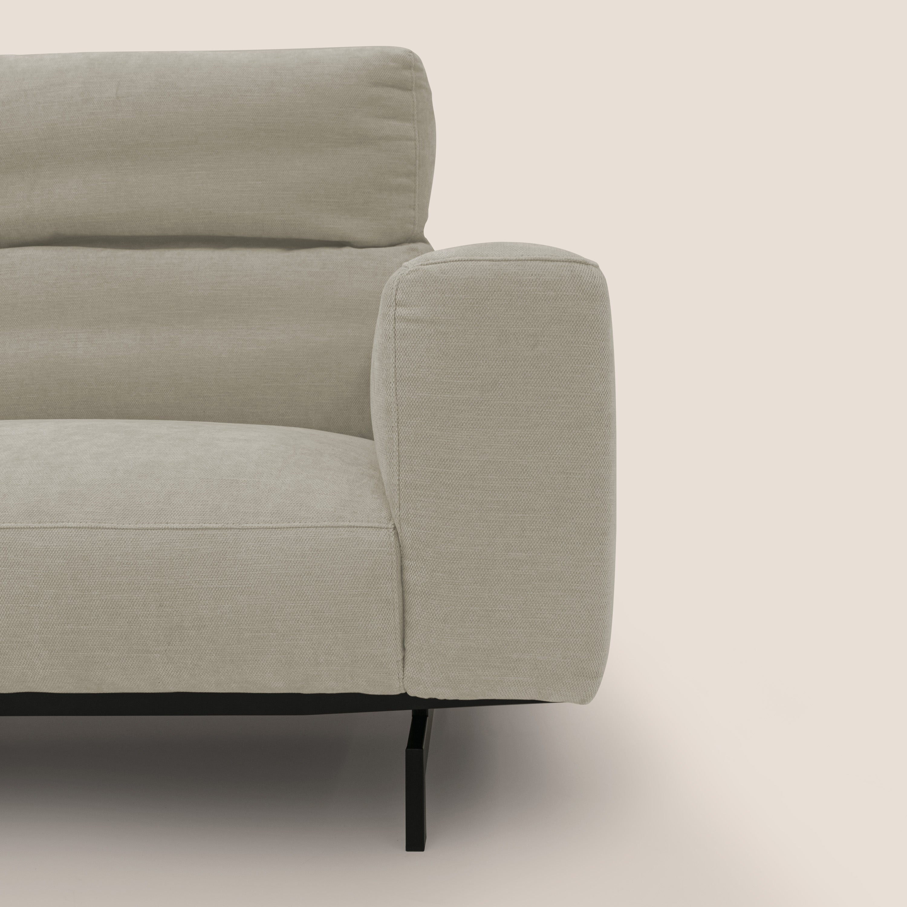 Sakura divano in piuma d'oca modulare componibile in morbido tessuto fiammato impermeabile T14 panna - divani.store