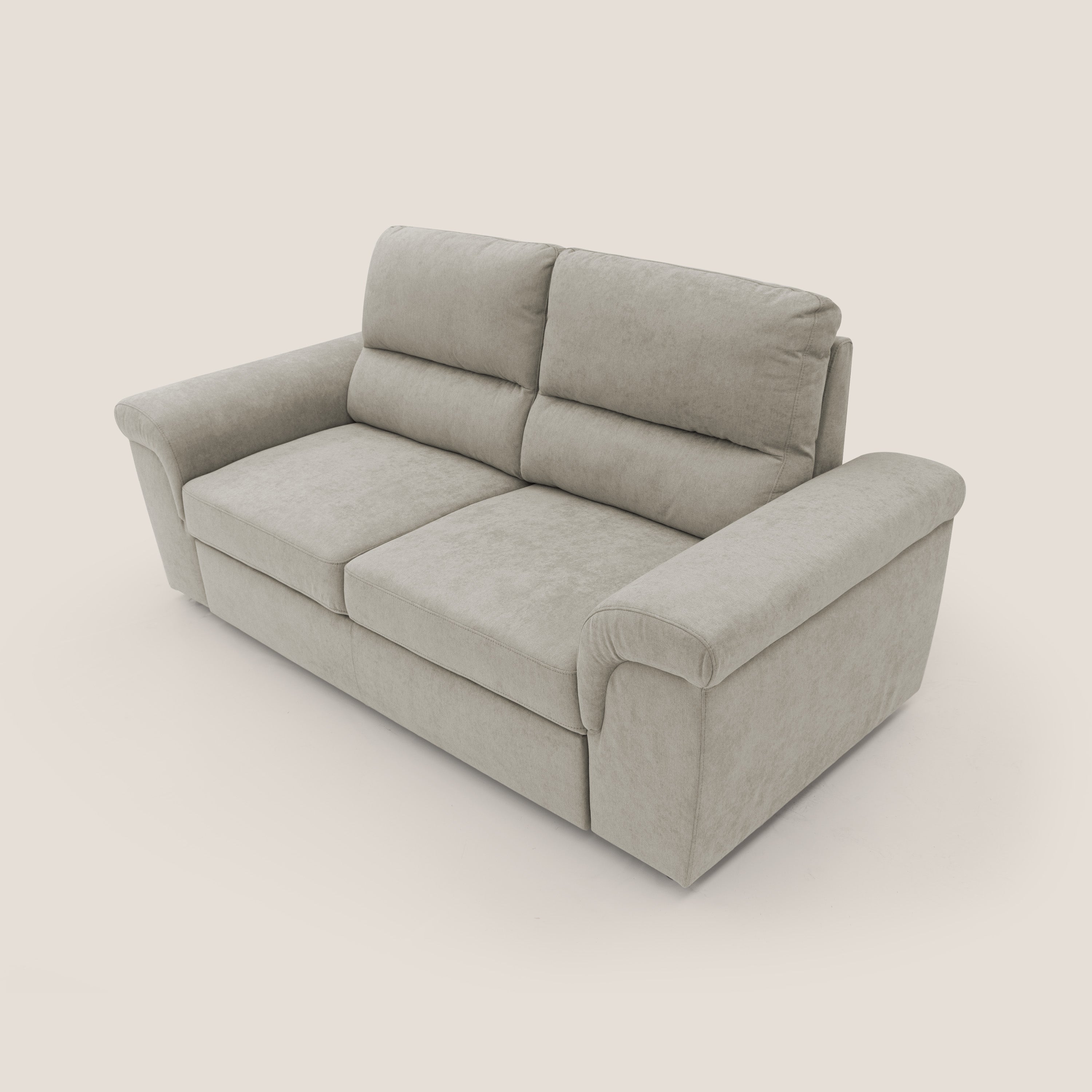 Minerva divano con pouf estraibile poggiapiedi in tessuto morbido impermeabile T02 panna - divani.store