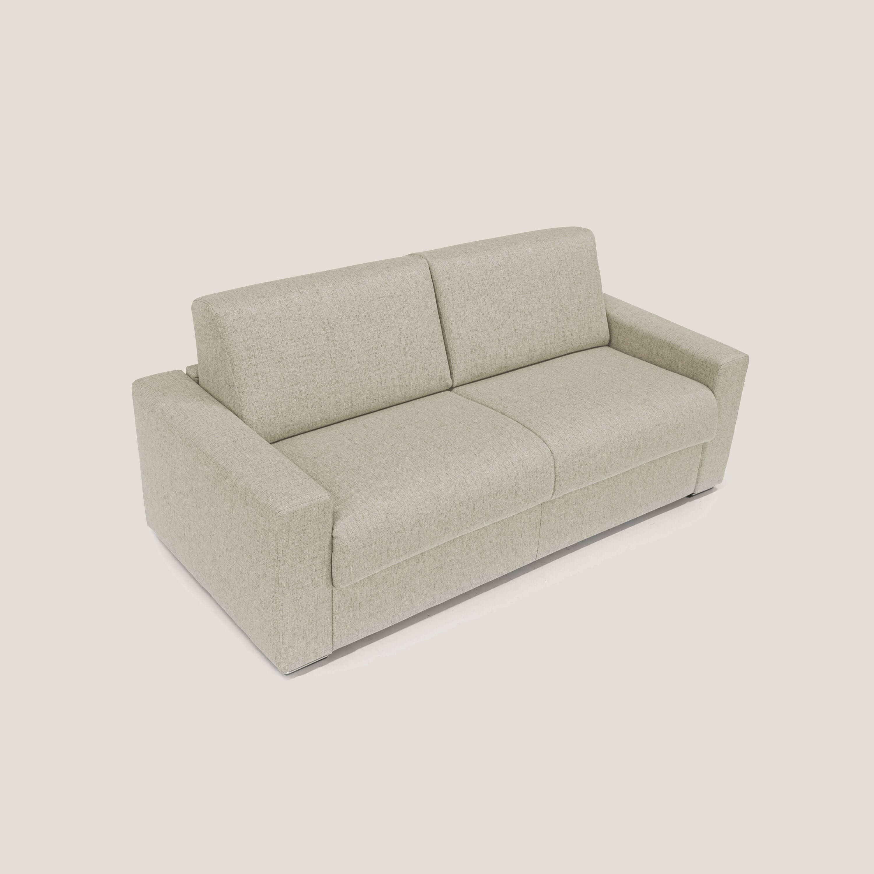 Nixon Divano letto matrimoniale con materasso 20 cm in tessuto impermeabile T03 beige - divani.store