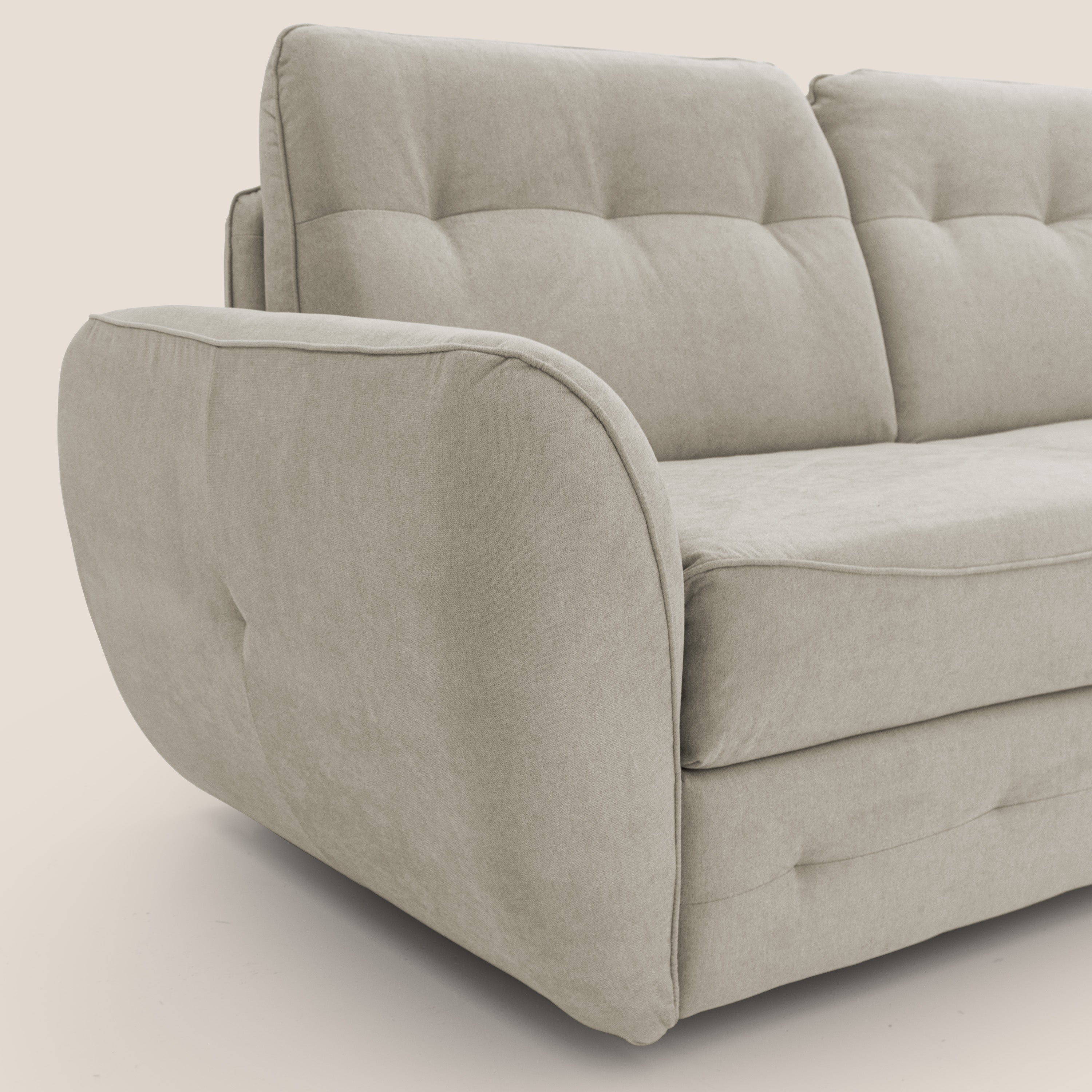 Zeus divano letto angolare con materasso H18 cm pouf mobile in tessuto impermeabile T02 - divani.store