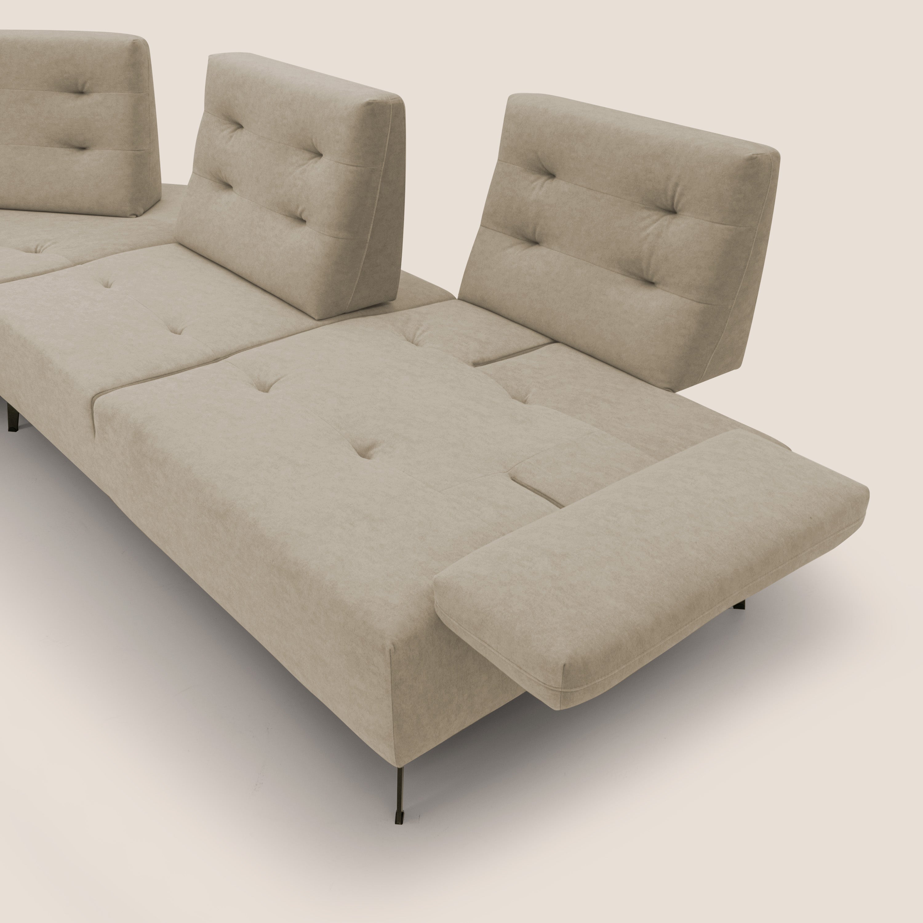 Lugano Divano angolare con schienali traslanti in microfibra effetto velluto T09 - divani.store