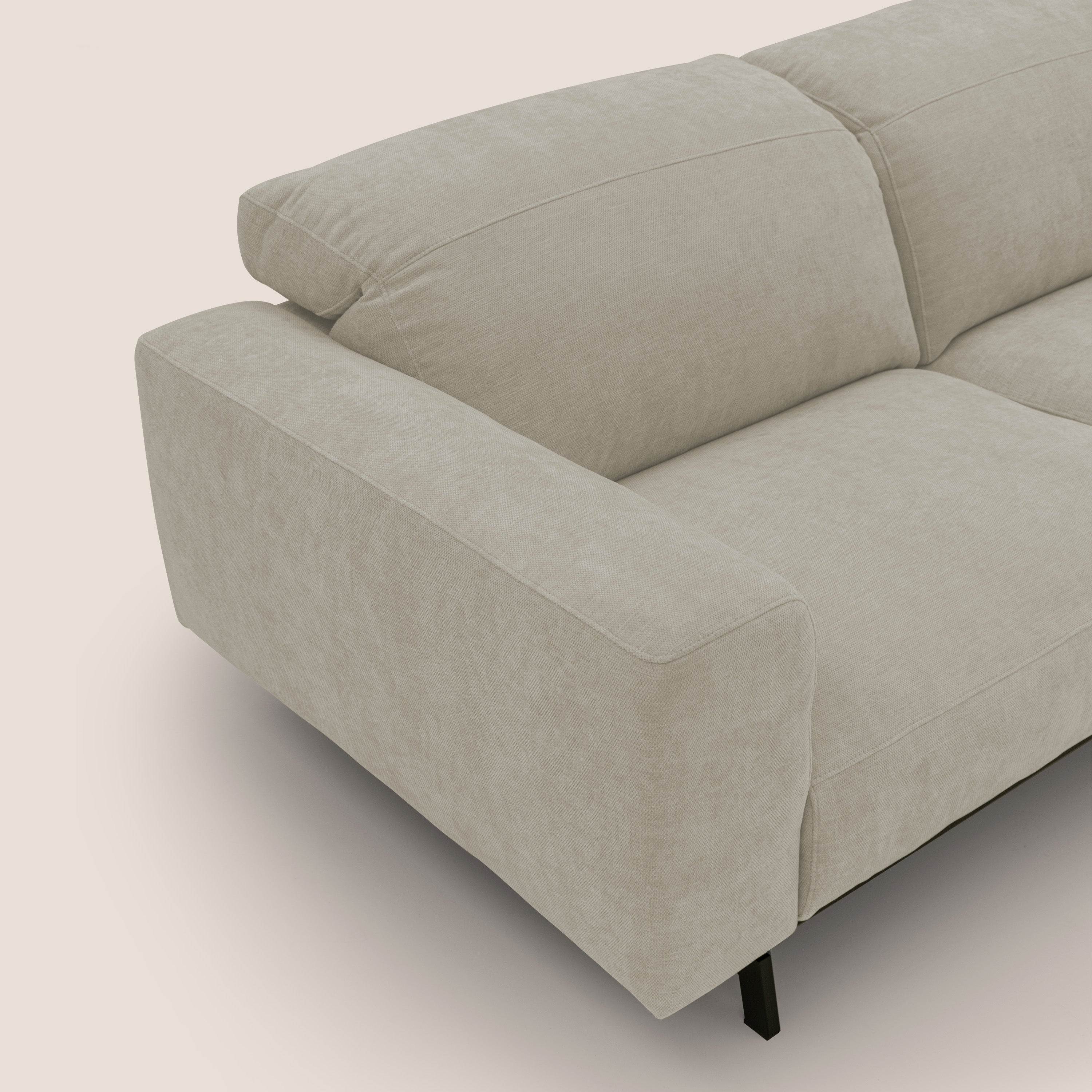 Sakura divano in piuma d'oca modulare componibile in morbido tessuto fiammato impermeabile T14 panna - divani.store