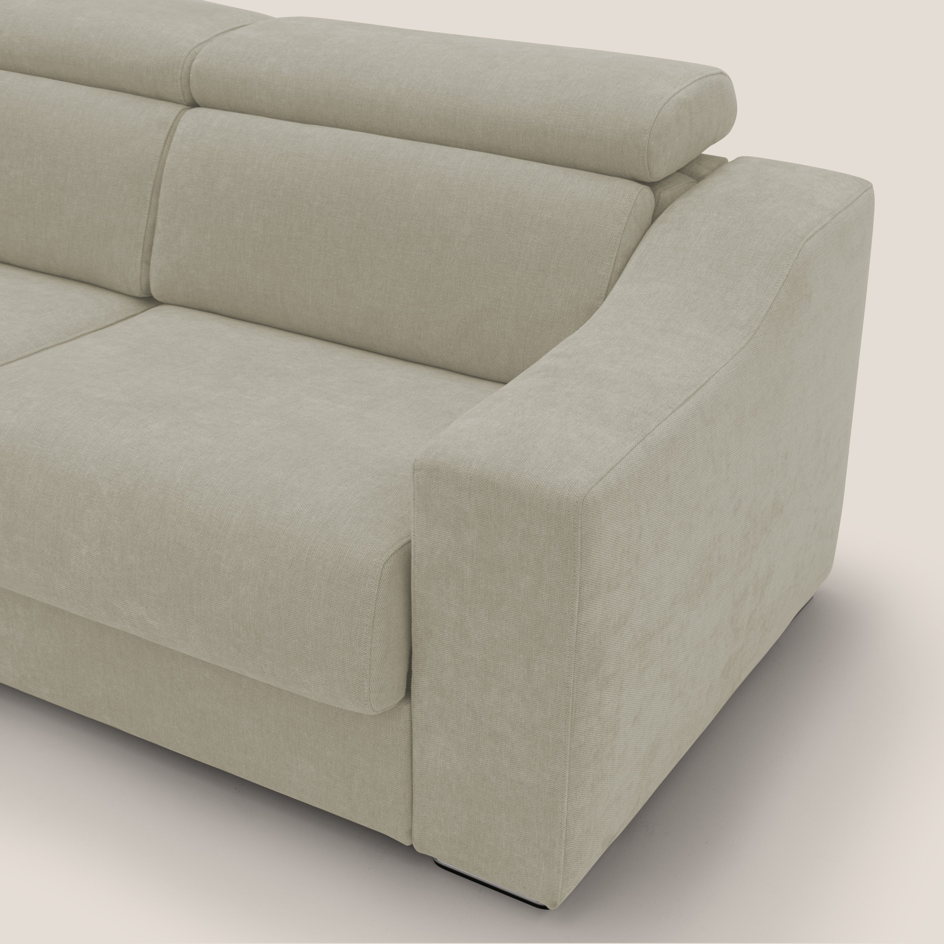 Bomber divano letto matrimoniale con poggiatesta in tessuto impermeabile T14 panna - divani.store