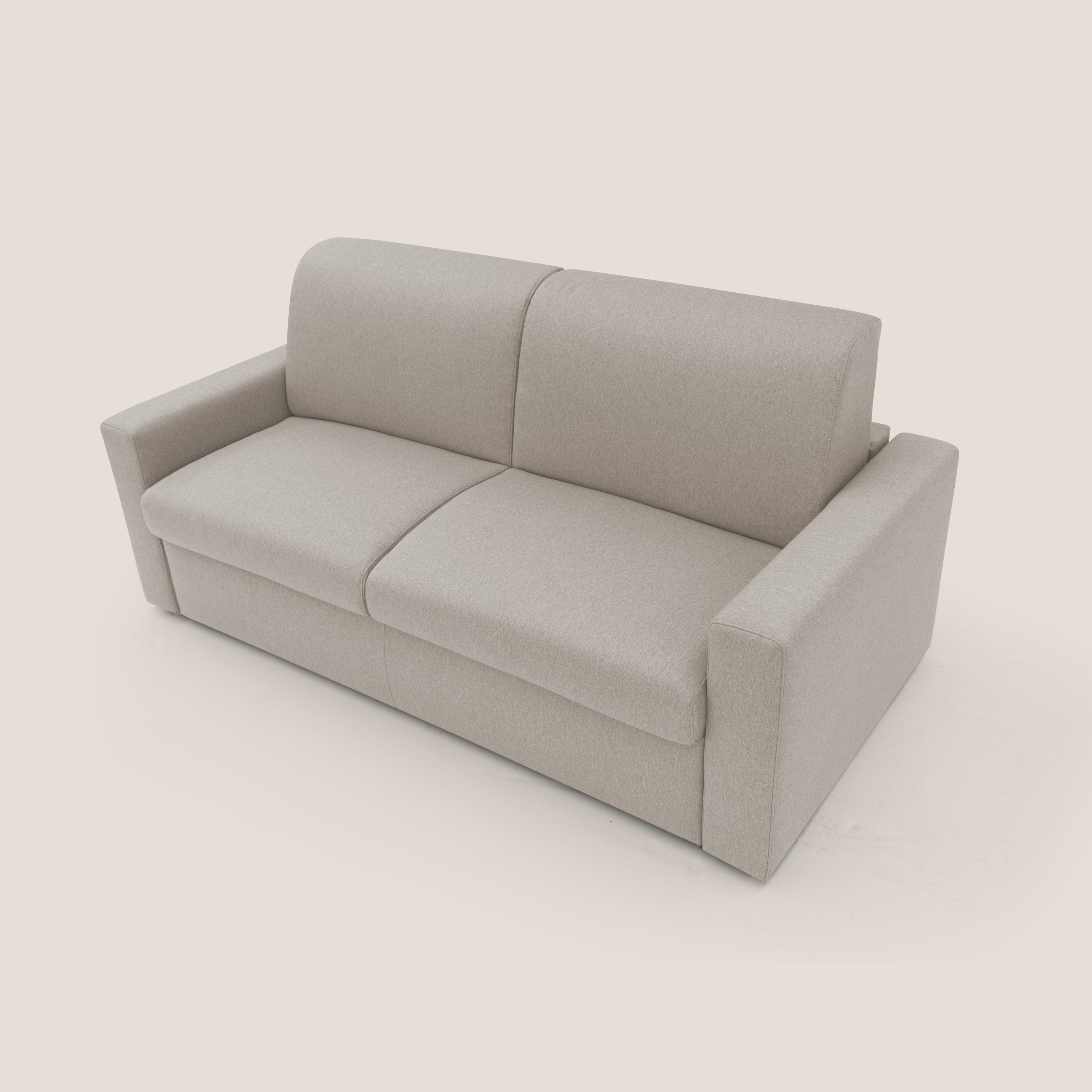 Kansas Divano letto matrimoniale alto 20 cm in tessuto impermeabile misto cotone T13 panna - divani.store