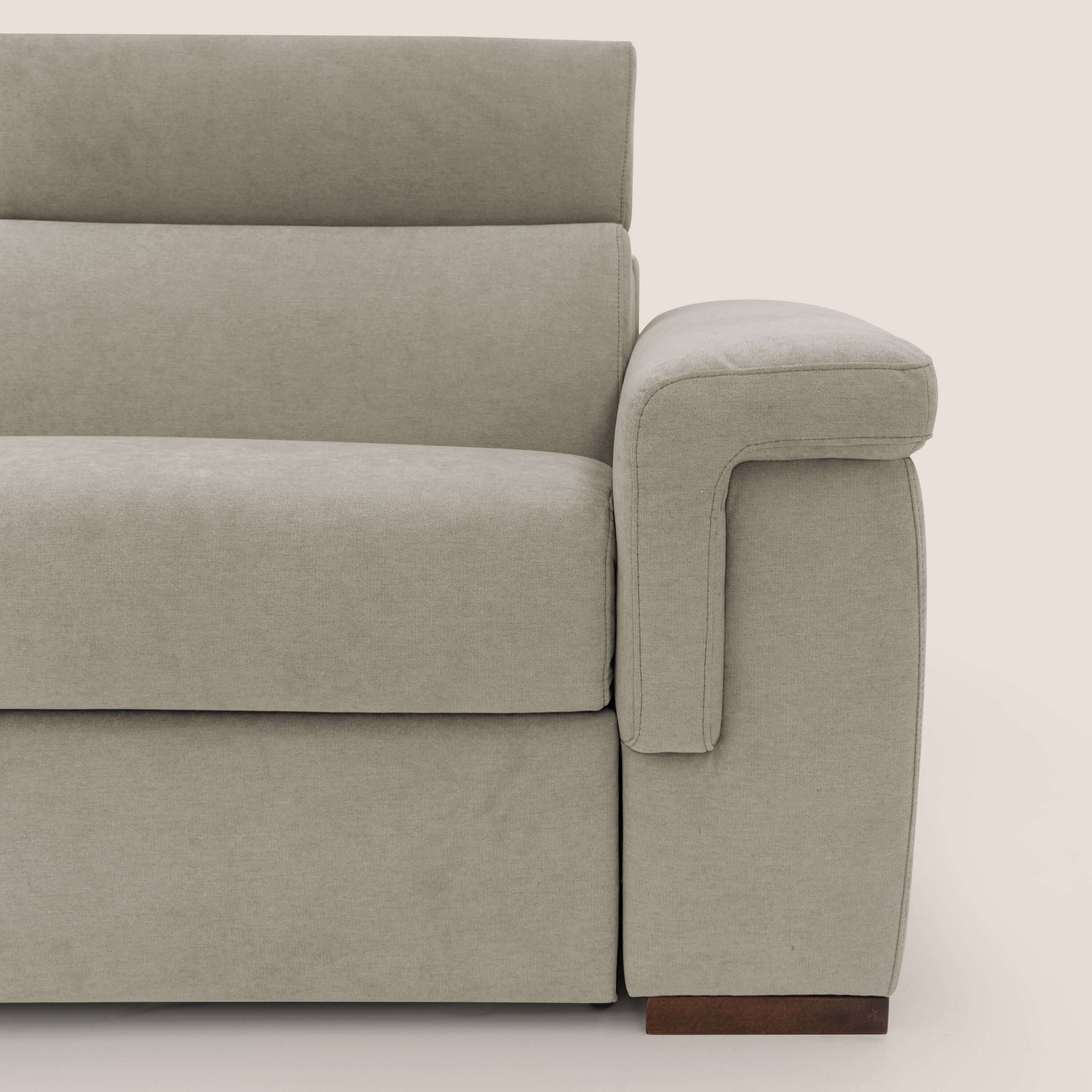 Giunone divano letto con materasso alto 18 cm e poggiatesta reclinabili in tessuto impermeabile T02 panna - divani.store