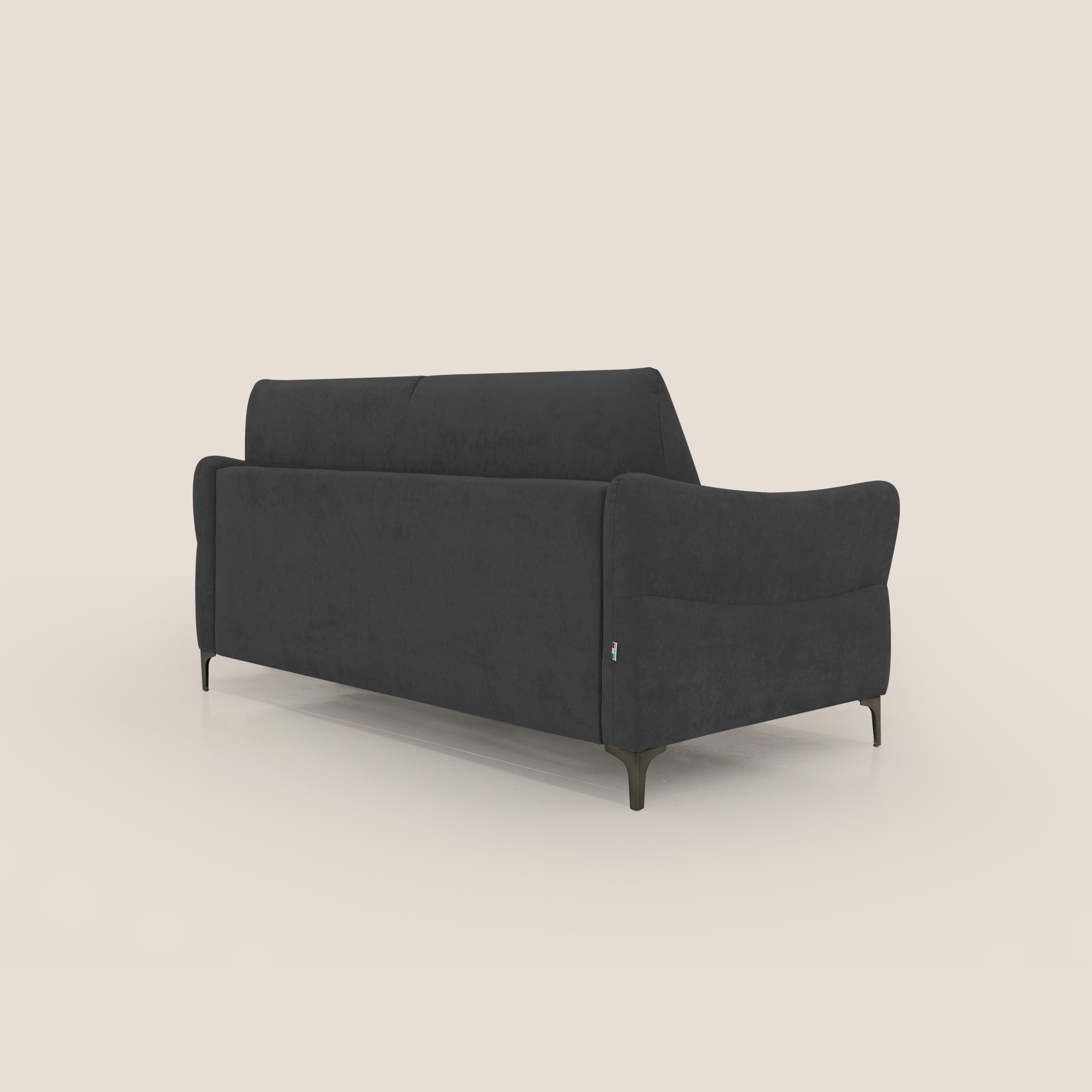 Dalia divano letto con materasso H18 cm e piedi alti in raffinato tessuto smacchiabile T17 nero - divani.store