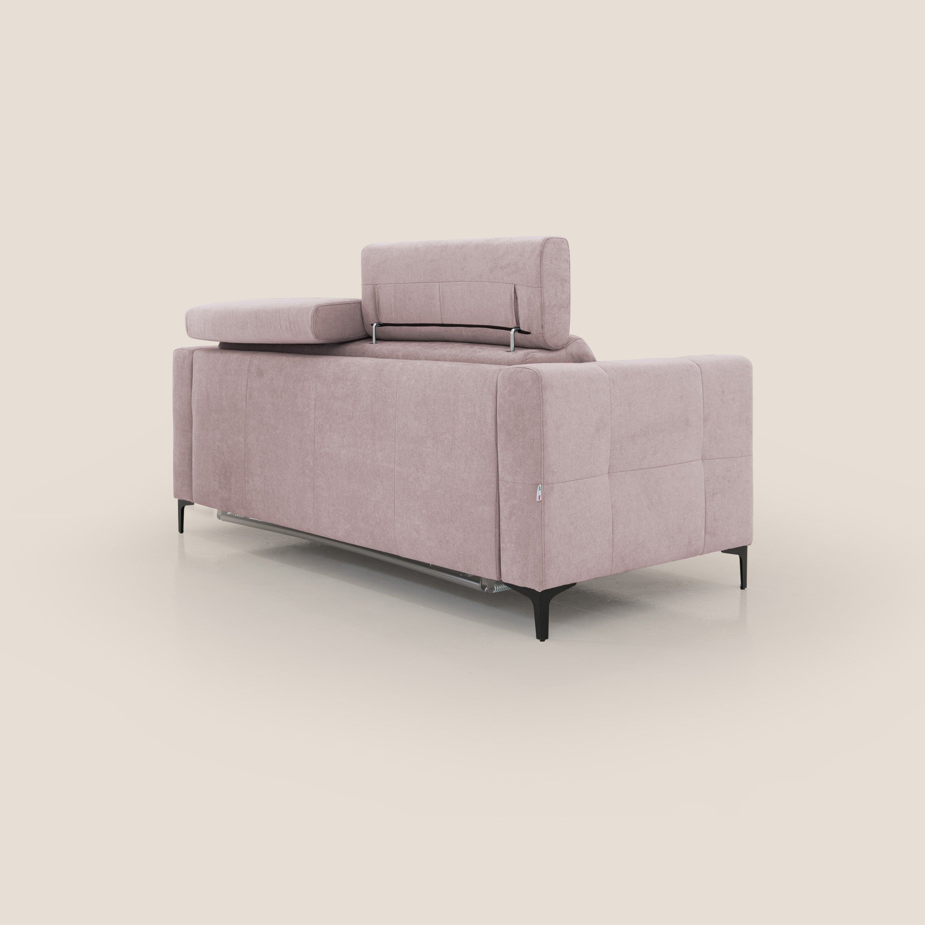 Gardenia divano letto materasso alto 18 cm con poggiatesta reclinabili e rivestimento impermeabile T02 rosa - divani.store