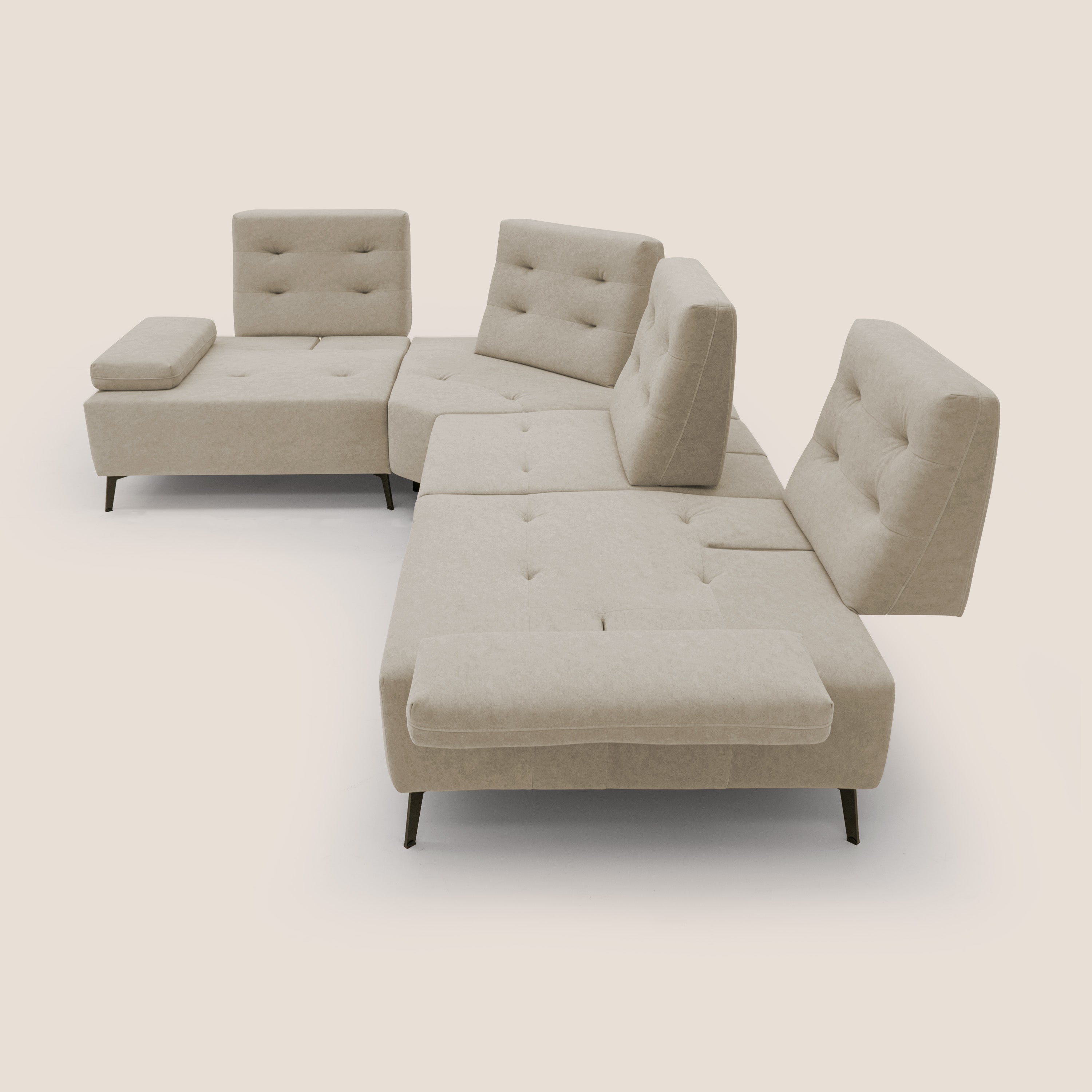 Lugano Divano angolare con schienali traslanti in microfibra effetto velluto T09 - divani.store