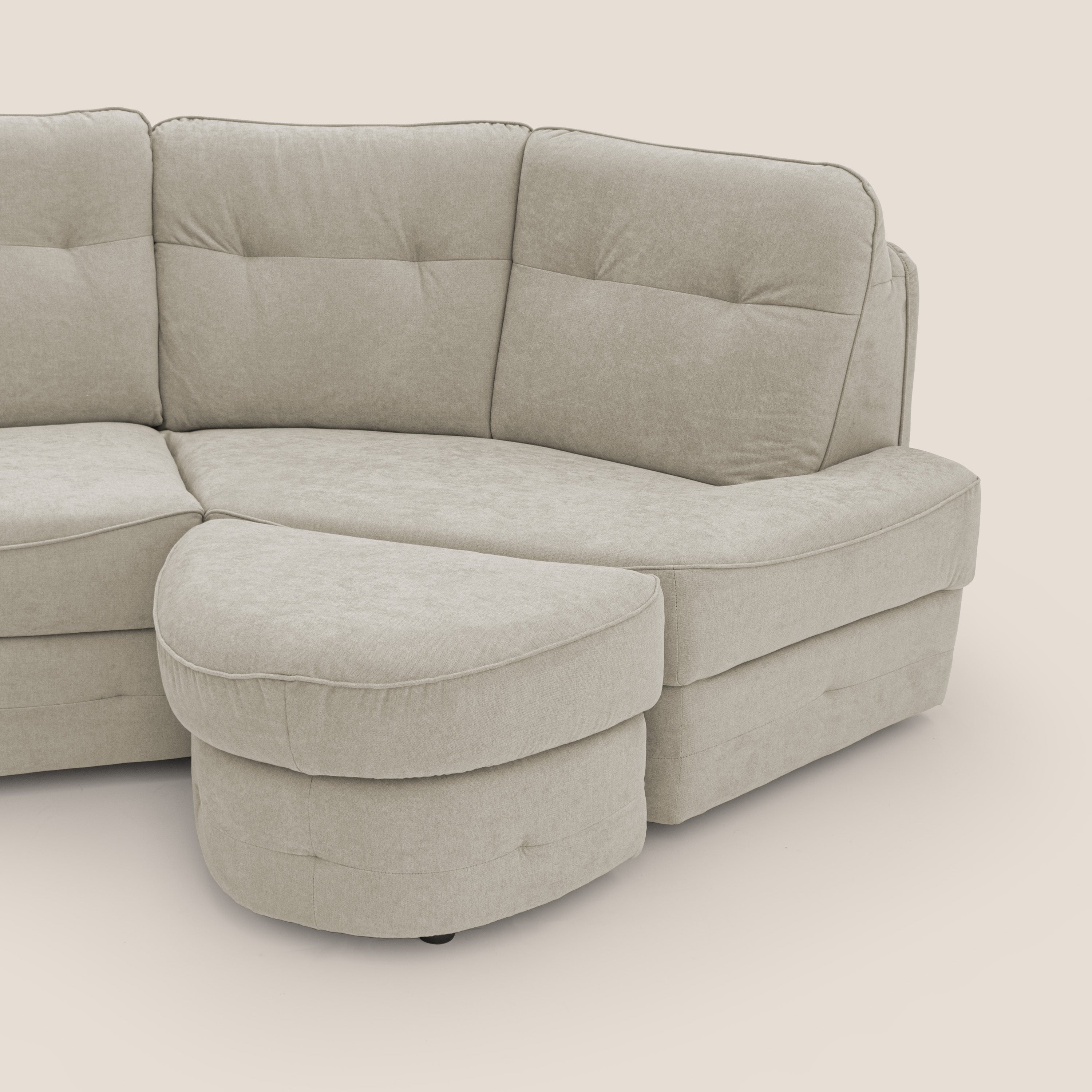 Zeus divano letto angolare con materasso H18 cm pouf mobile in tessuto impermeabile T02 - divani.store