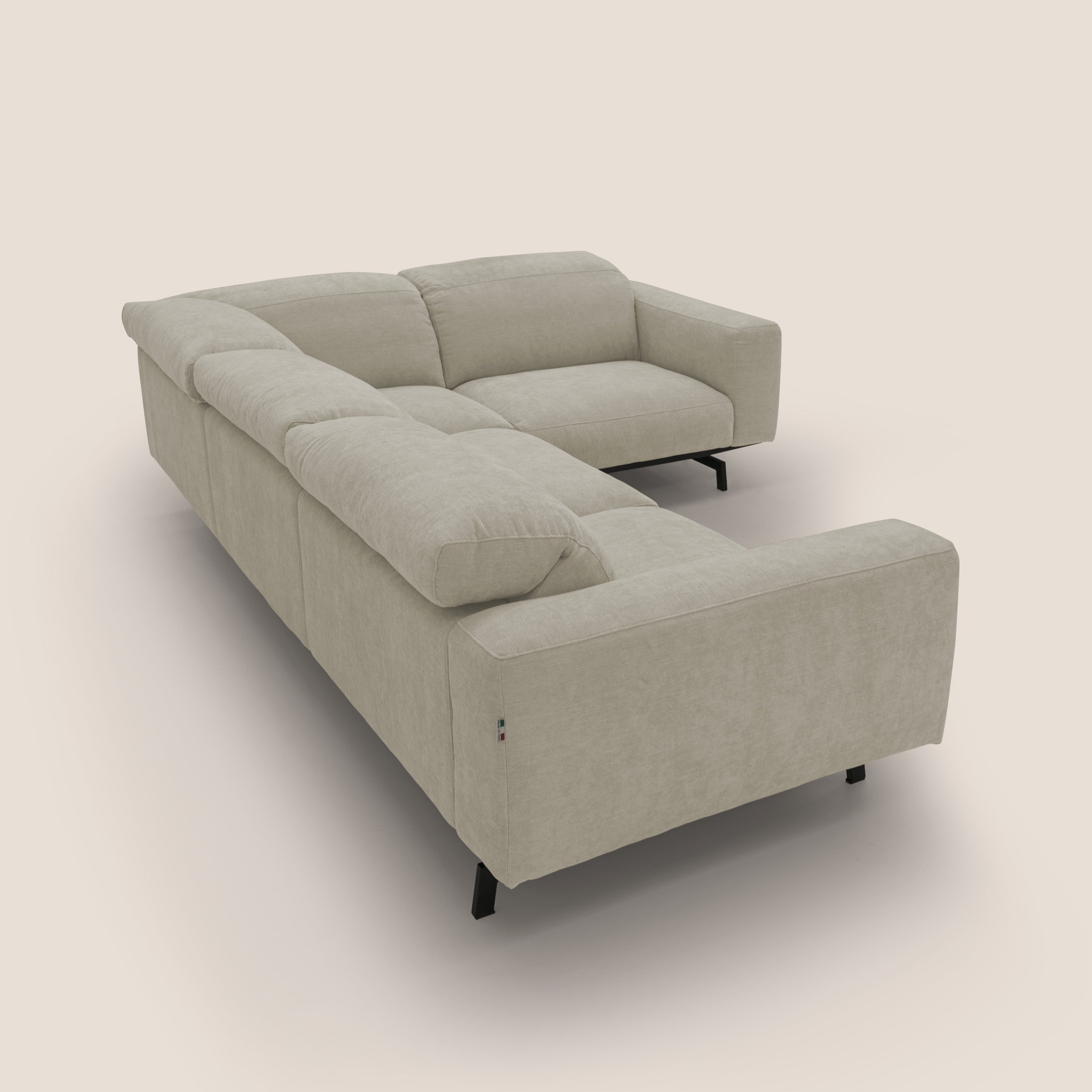 Sakura wendbares, modulares Ecksofa aus weichem, wasserfestem geflammtem Stoff T14 sahne