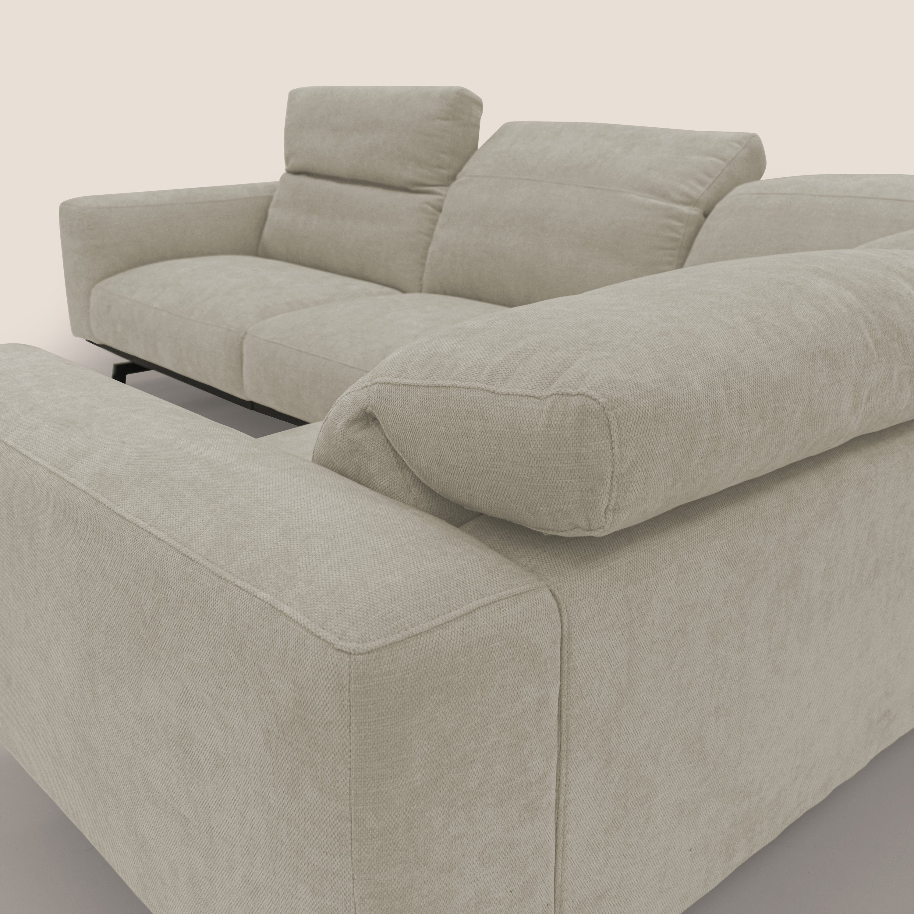 Sakura wendbares, modulares Ecksofa aus weichem, wasserfestem geflammtem Stoff T14 sahne