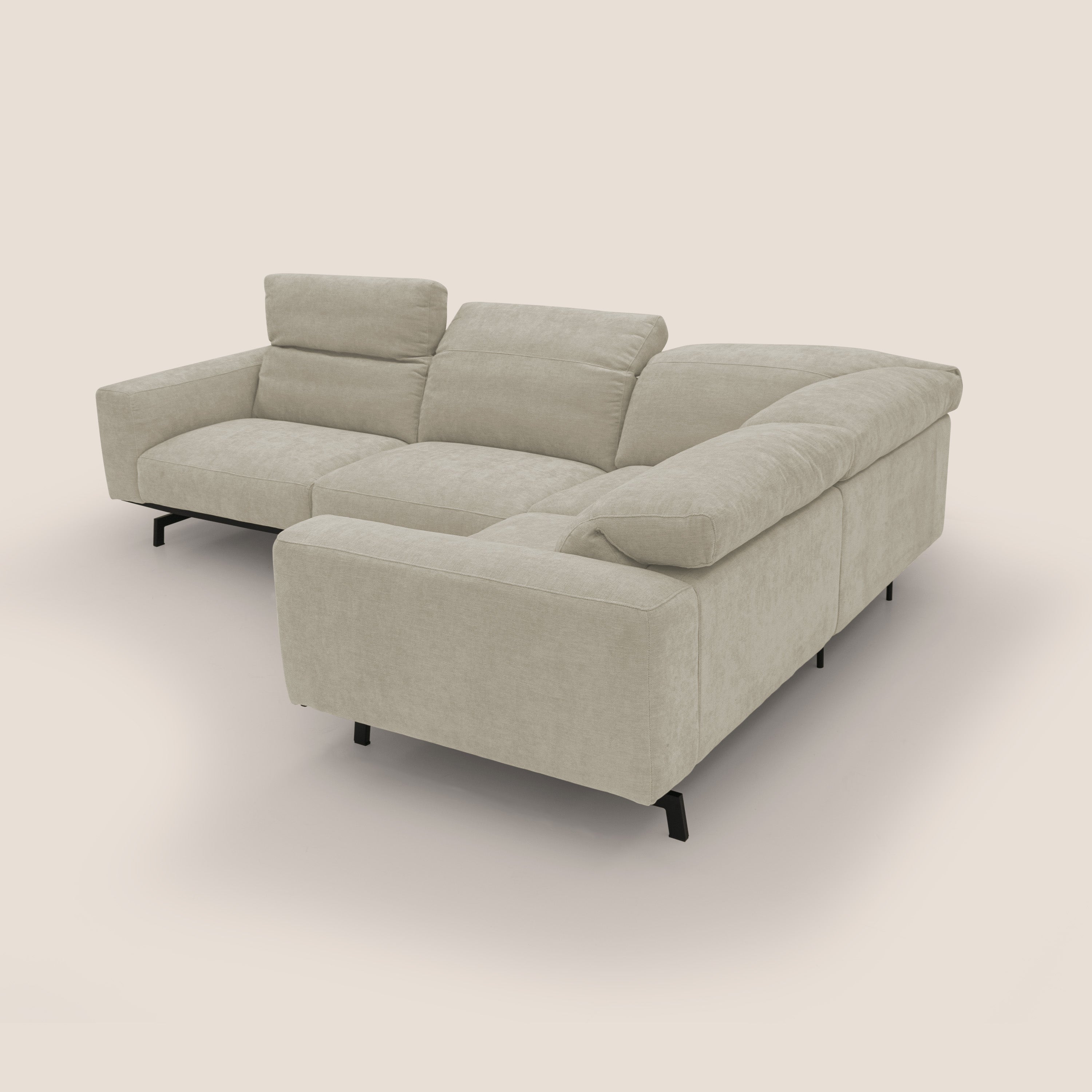 Sakura wendbares, modulares Ecksofa aus weichem, wasserfestem geflammtem Stoff T14 sahne