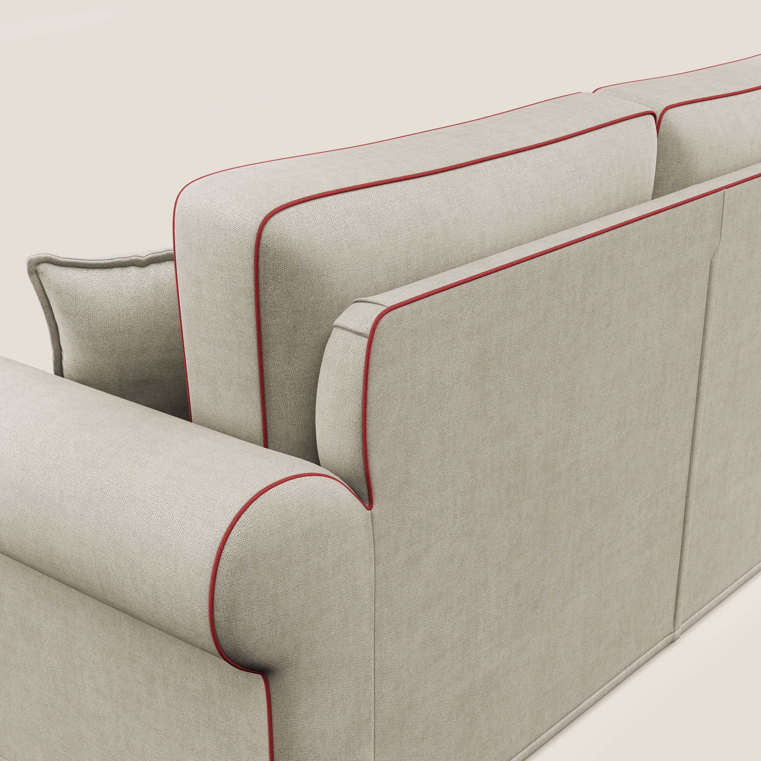 Lady divano classico bicolore in piuma d'oca realizzato con tessuto impermeabile T02 panna - rosso - divani.store