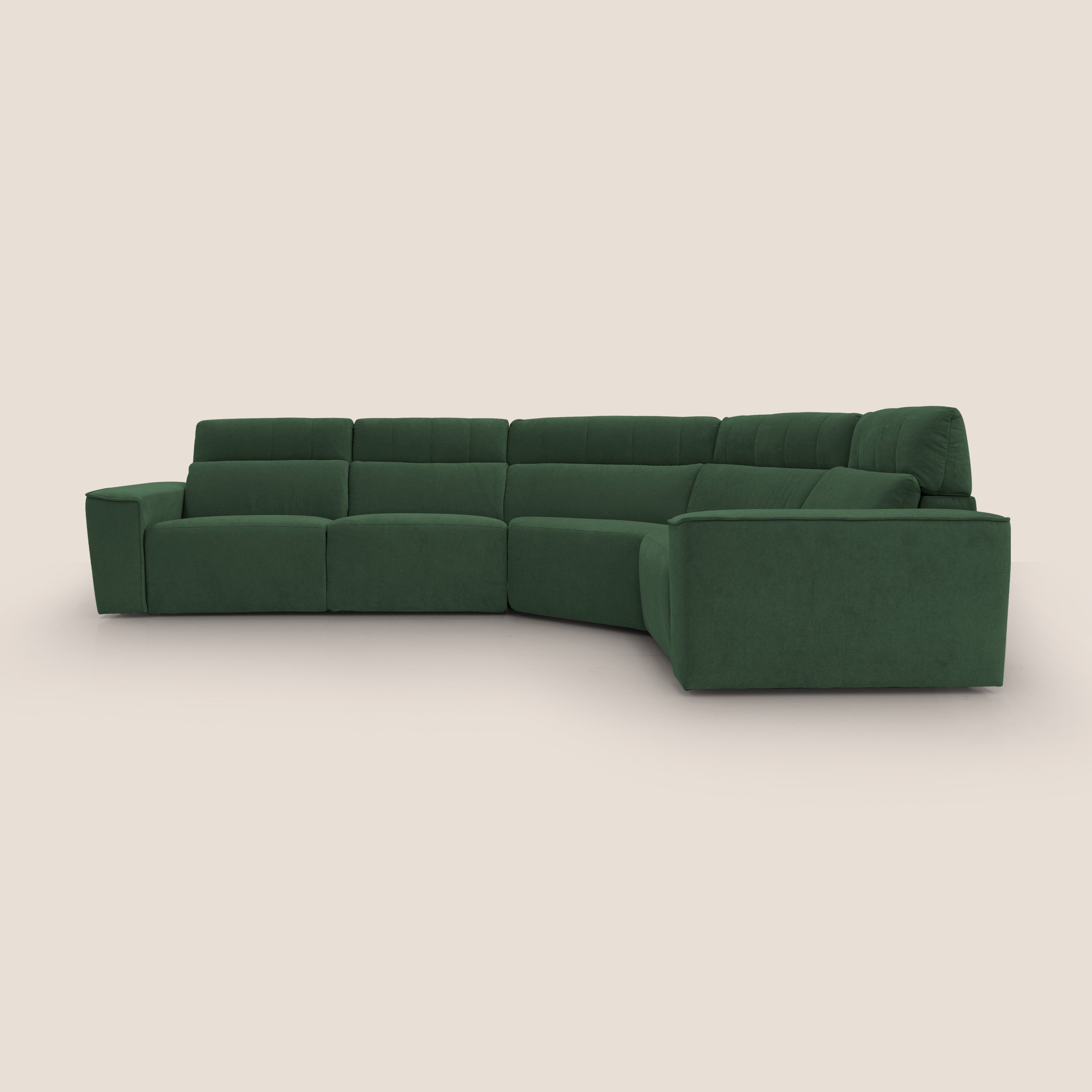 Clark Divano modulare angolare REVERSIBILE con opzione relax elettrico in tessuto smacchiabile impermeabile T17 verde - divani.store