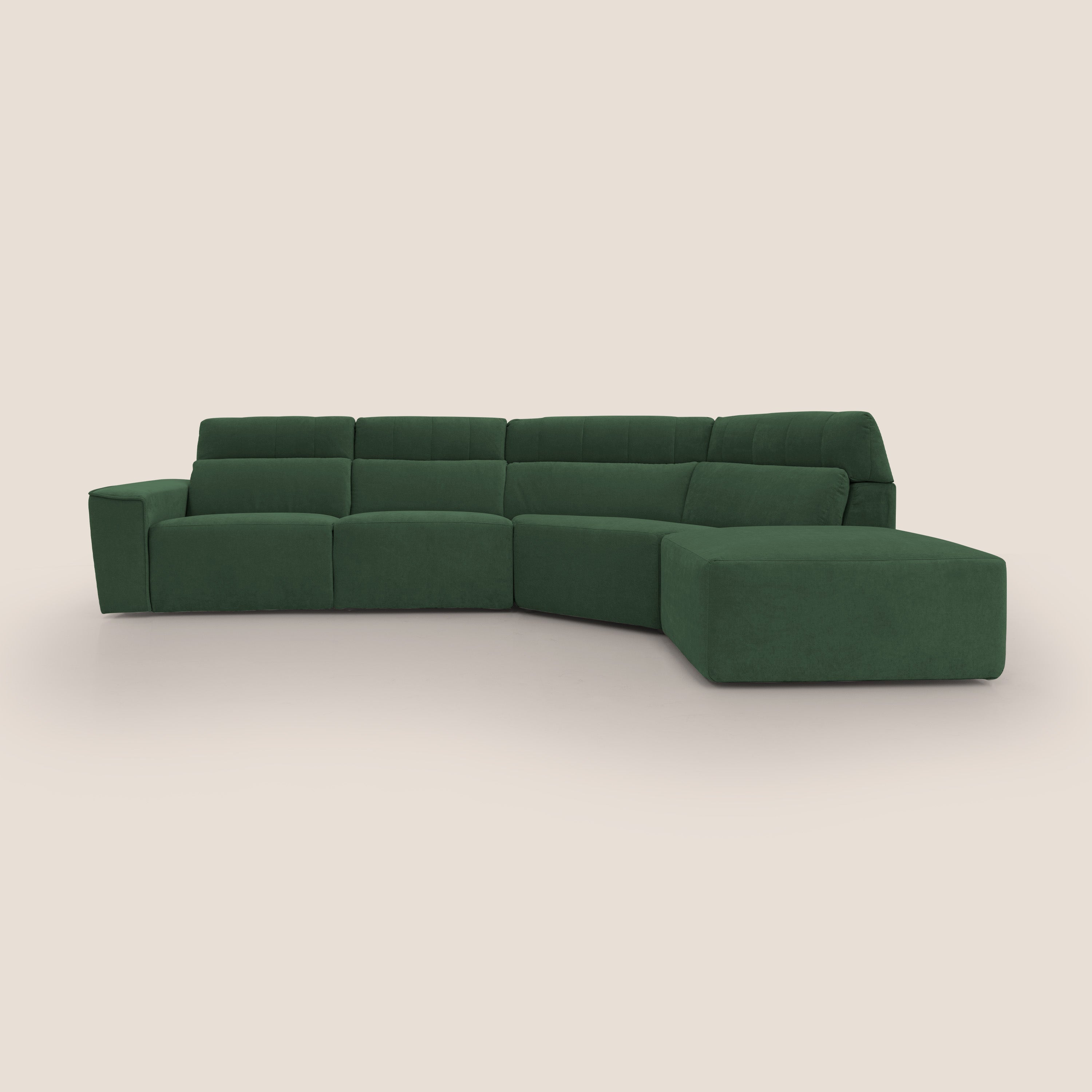 Clark Divano angolare con opzione relax elettrico in tessuto smacchiabile impermeabile T17 verde - divani.store