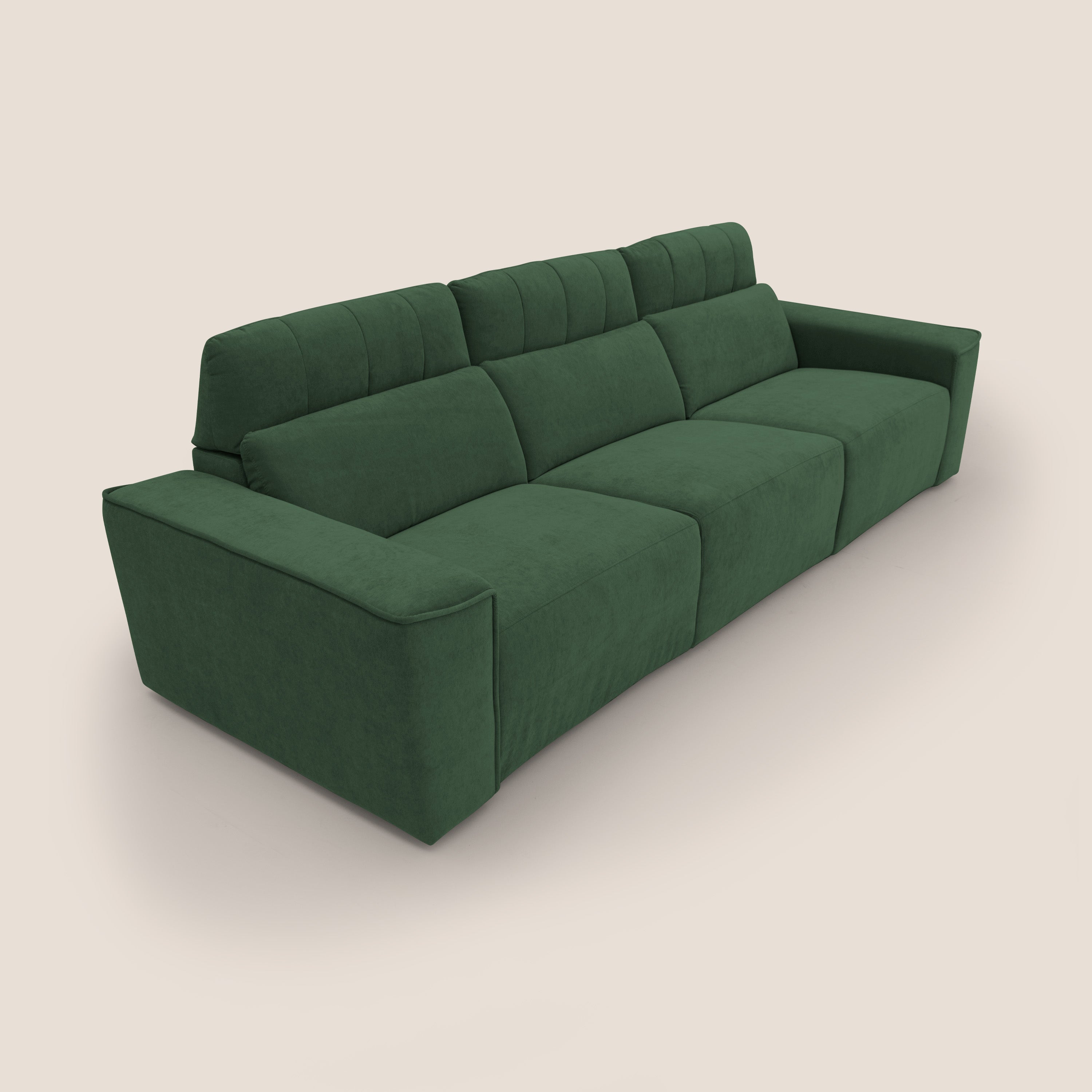 Clark Divano modulare 3 sedute con opzione relax elettrico in tessuto smacchiabile impermeabile T17 verde - divani.store
