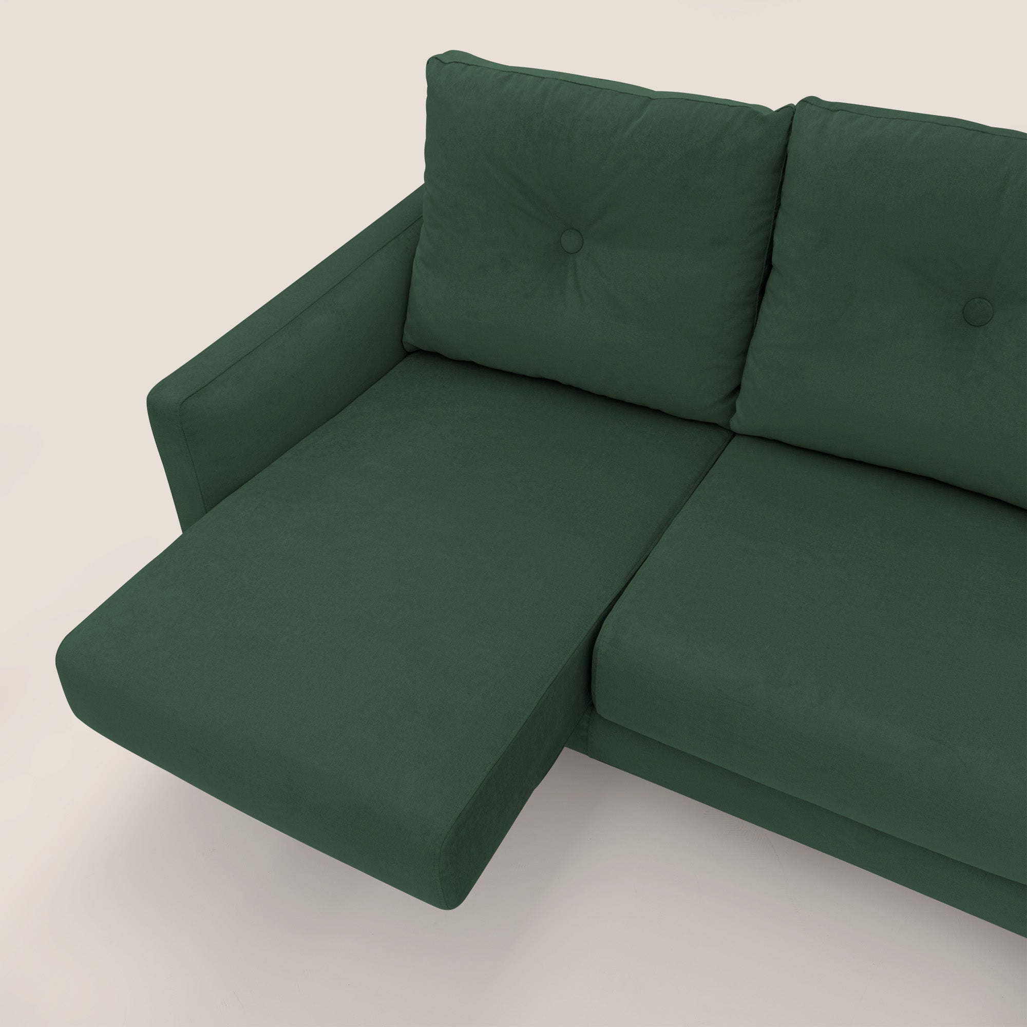 Matisse divano a 3 sedute allungabili e schienali in piuma d'oca in tessuto smacchiabile T17 verde - divani.store