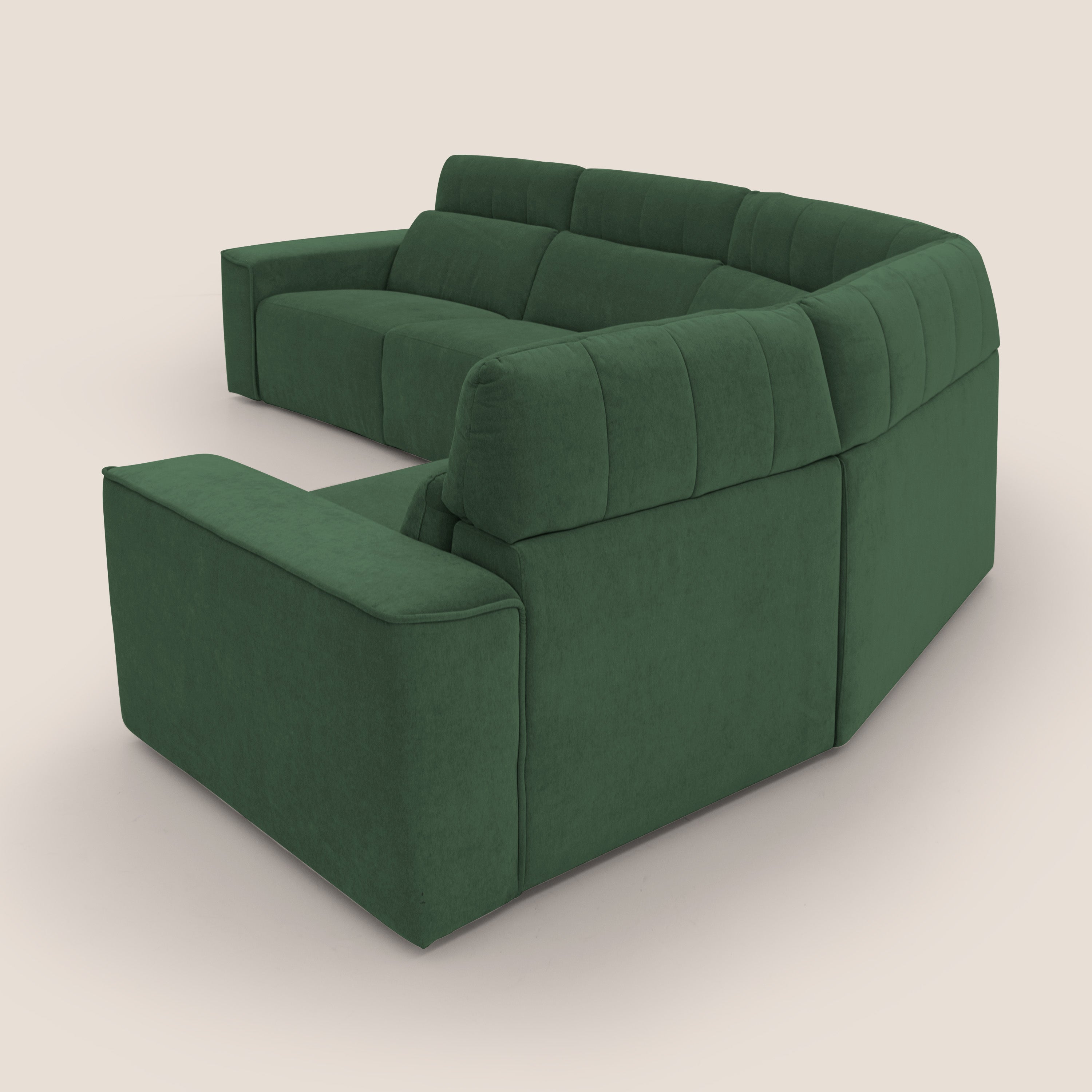 Clark Divano modulare angolare REVERSIBILE con opzione relax elettrico in tessuto smacchiabile impermeabile T17 verde - divani.store