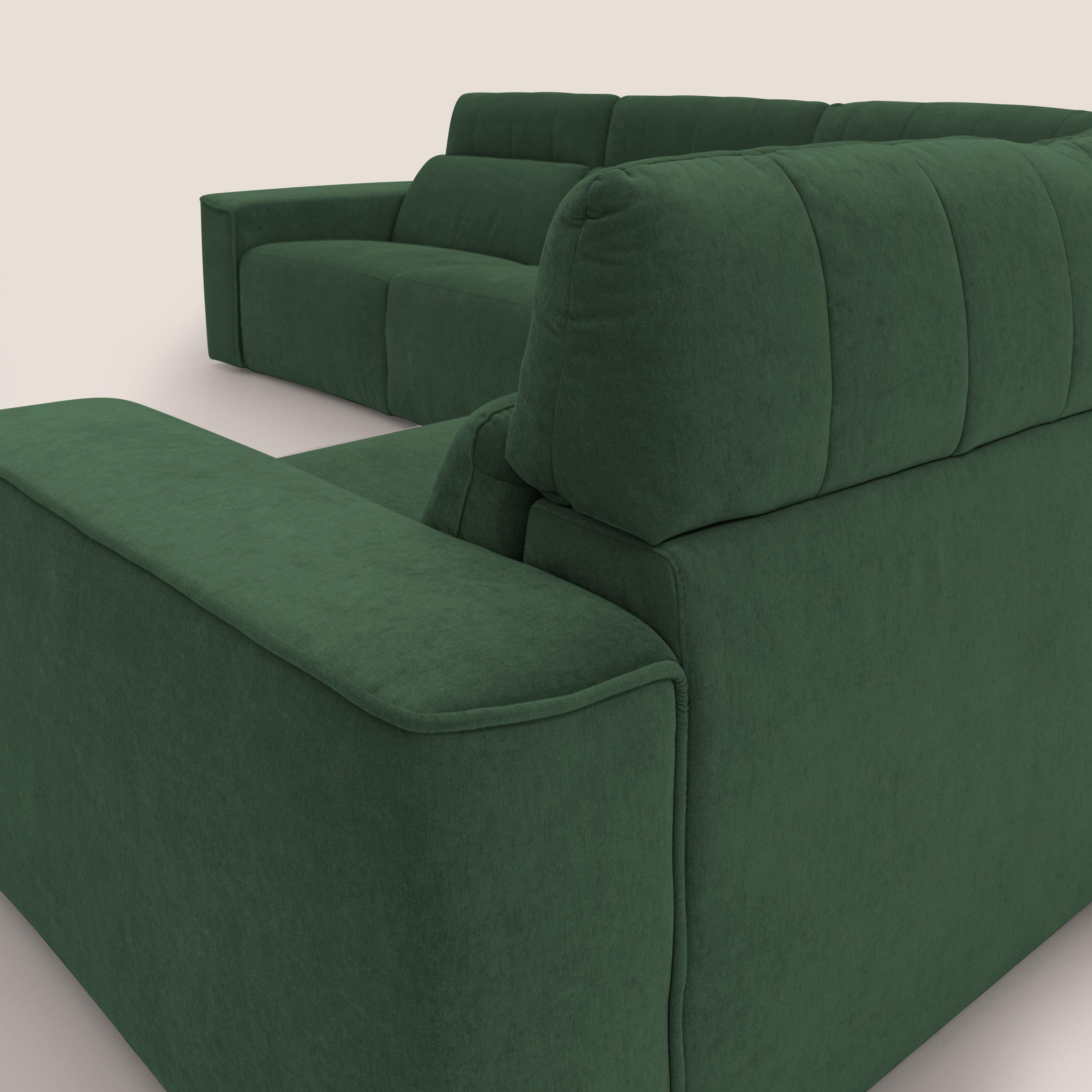 Clark Divano modulare angolare REVERSIBILE con opzione relax elettrico in tessuto smacchiabile impermeabile T17 verde - divani.store