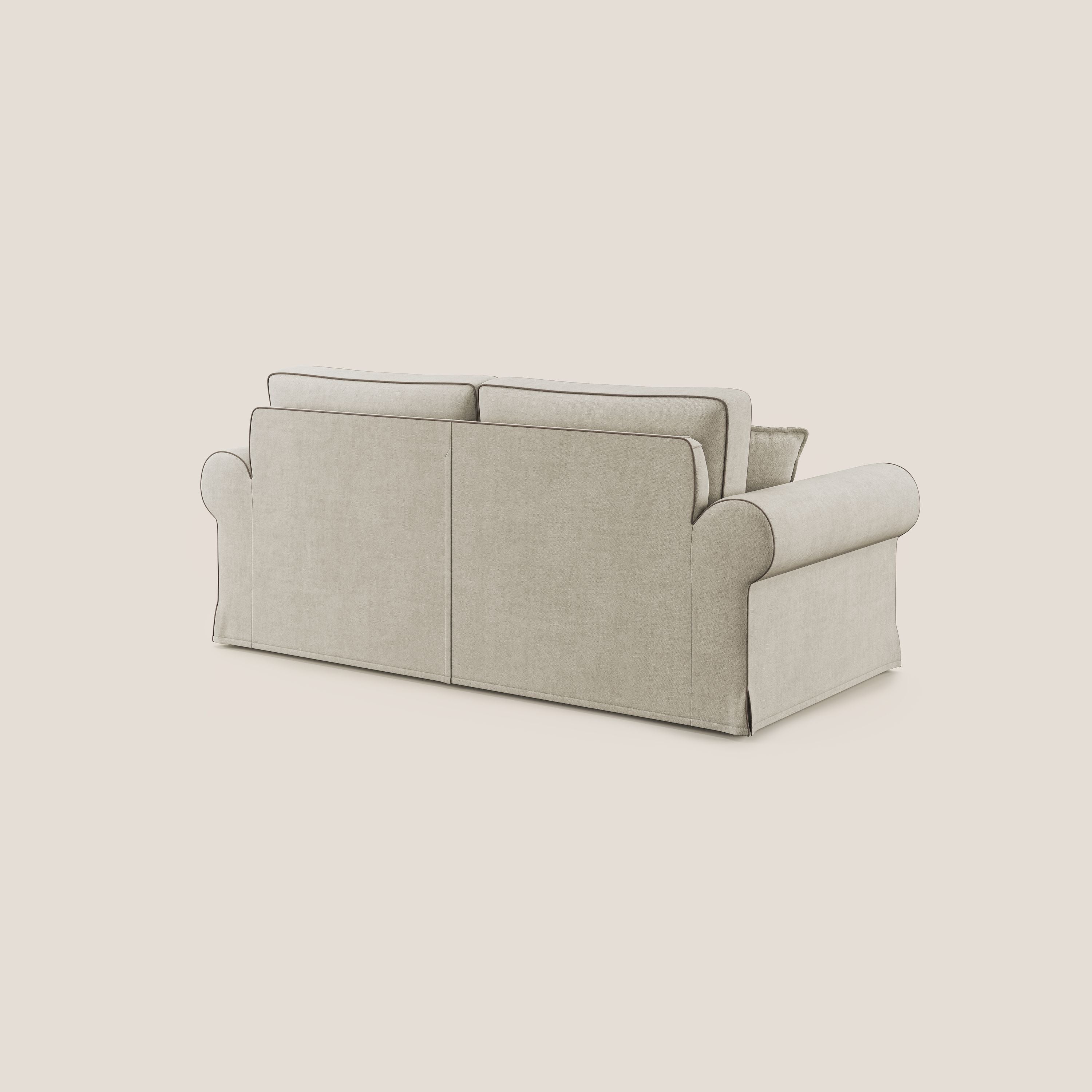 Lady divano classico bicolore in piuma d'oca realizzato con tessuto impermeabile T02 panna - marrone - divani.store