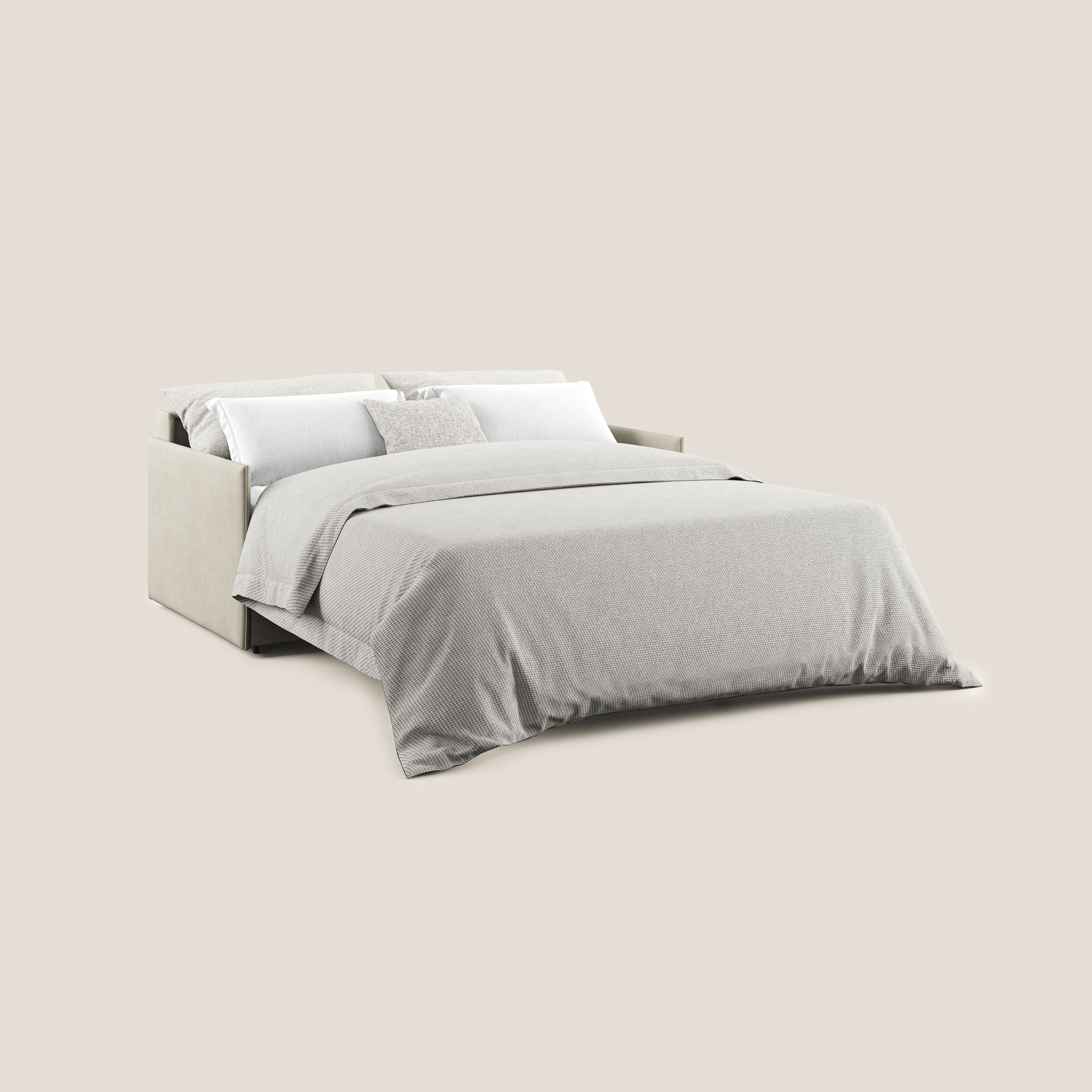 Evans Divano letto in morbido tessuto impermeabile T02 panna - divani.store