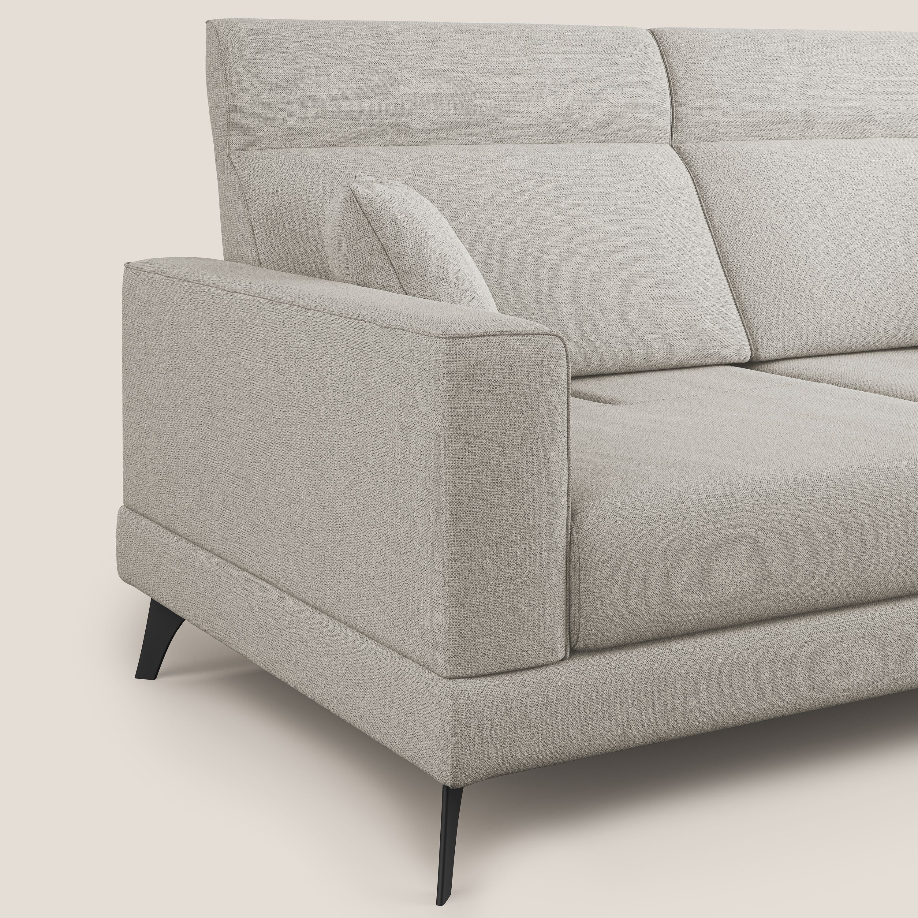 Slide Divano con schienali traslanti e poggiatesta in tessuto simil cotone impermeabile T19 panna - divani.store