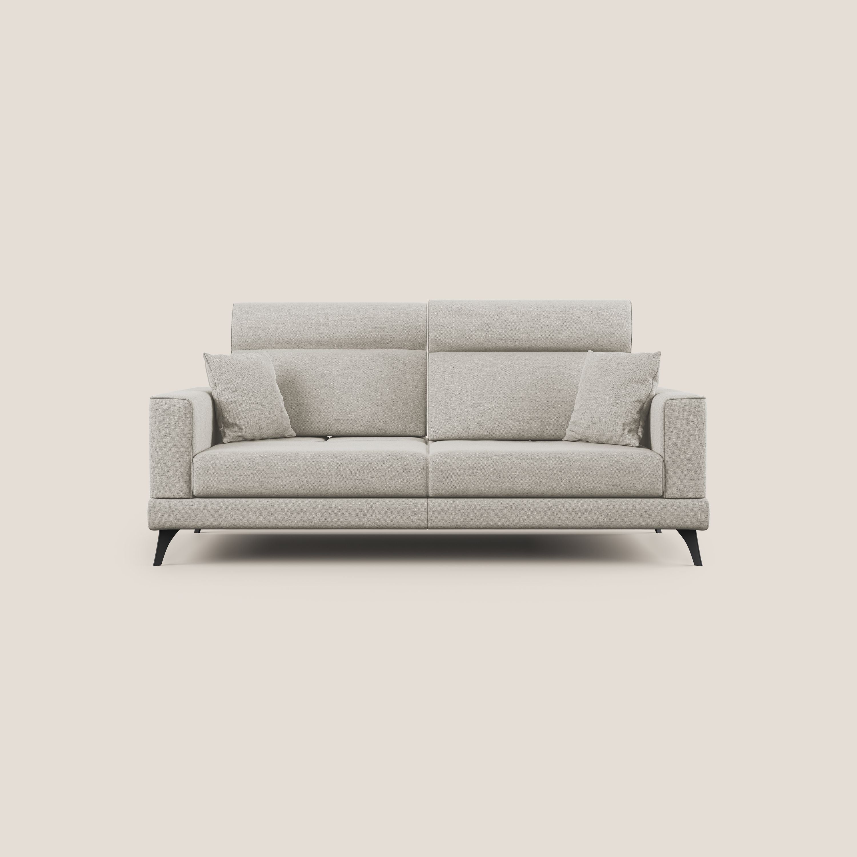 Slide Divano con schienali traslanti e poggiatesta in tessuto simil cotone impermeabile T19 panna - divani.store