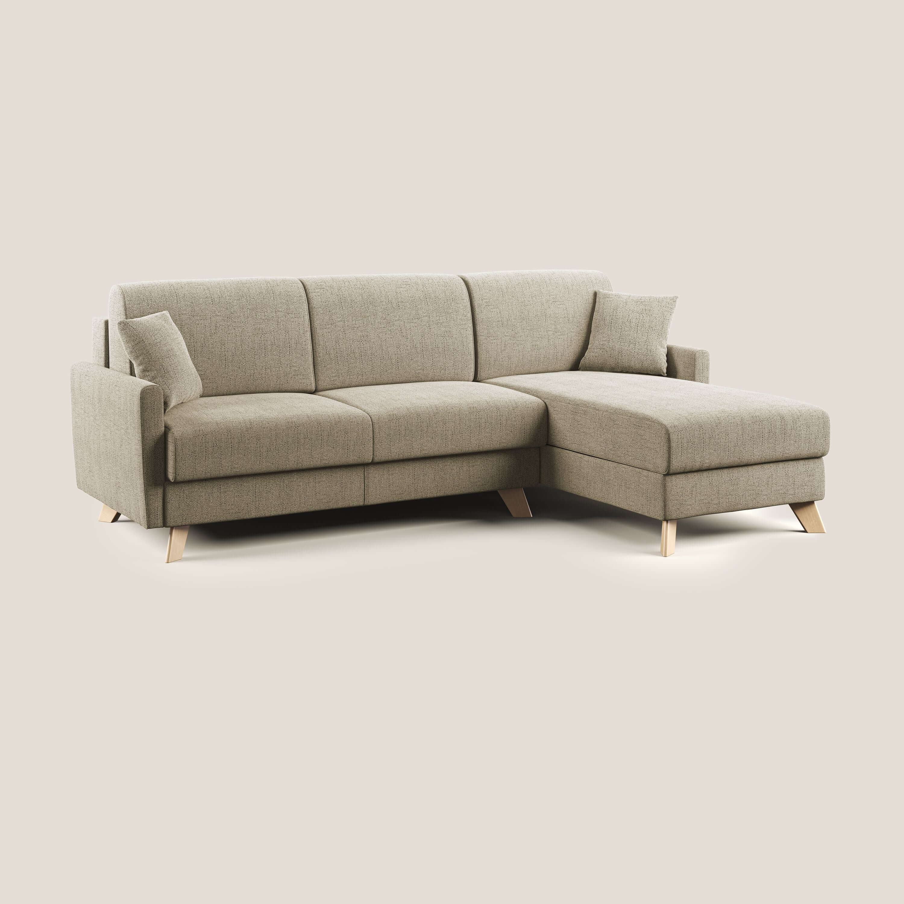 Edgar divano letto angolare in tessuto felis impermeabile T03 beige - divani.store