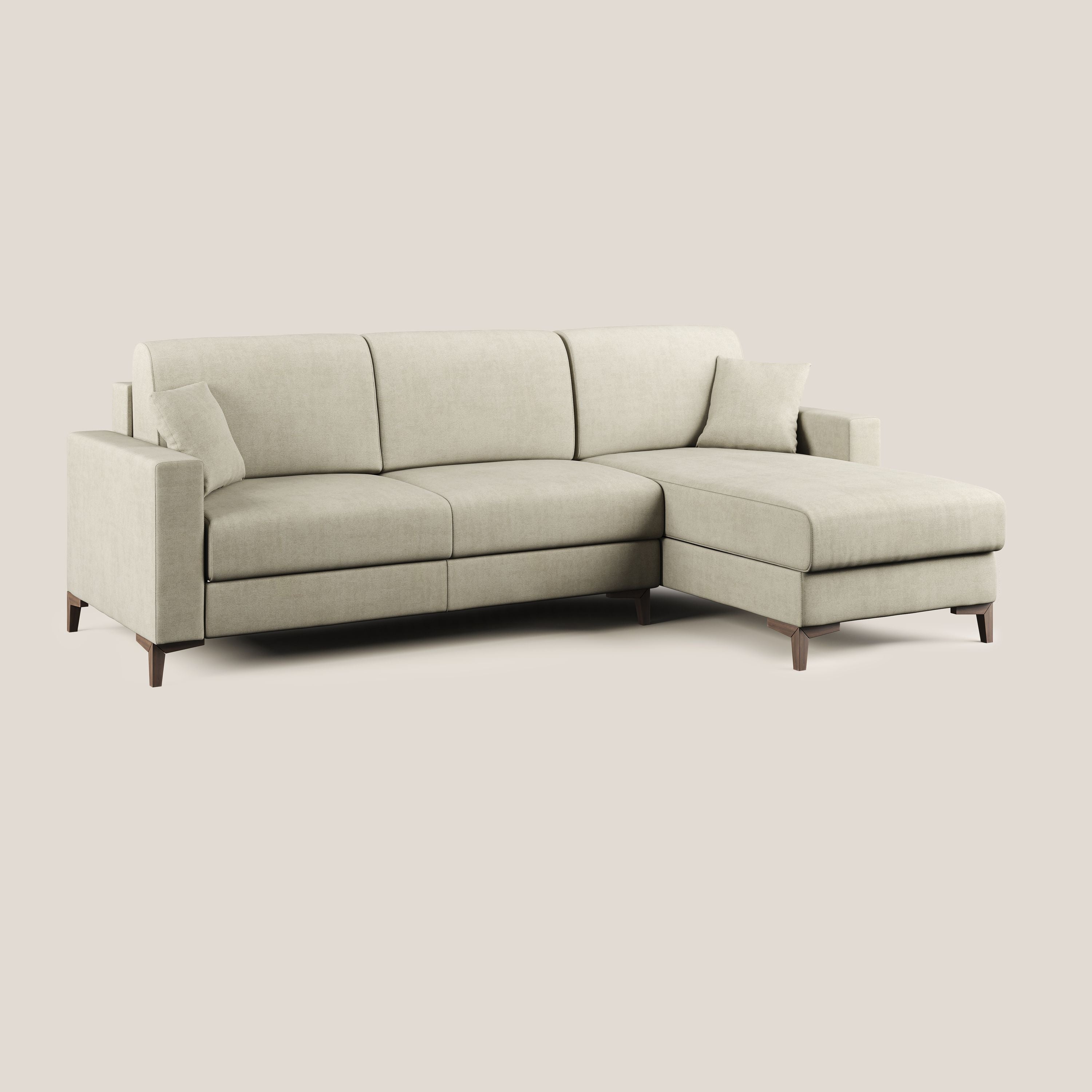 Kafka divano letto angolare in morbido tessuto impermeabile T02 panna - divani.store