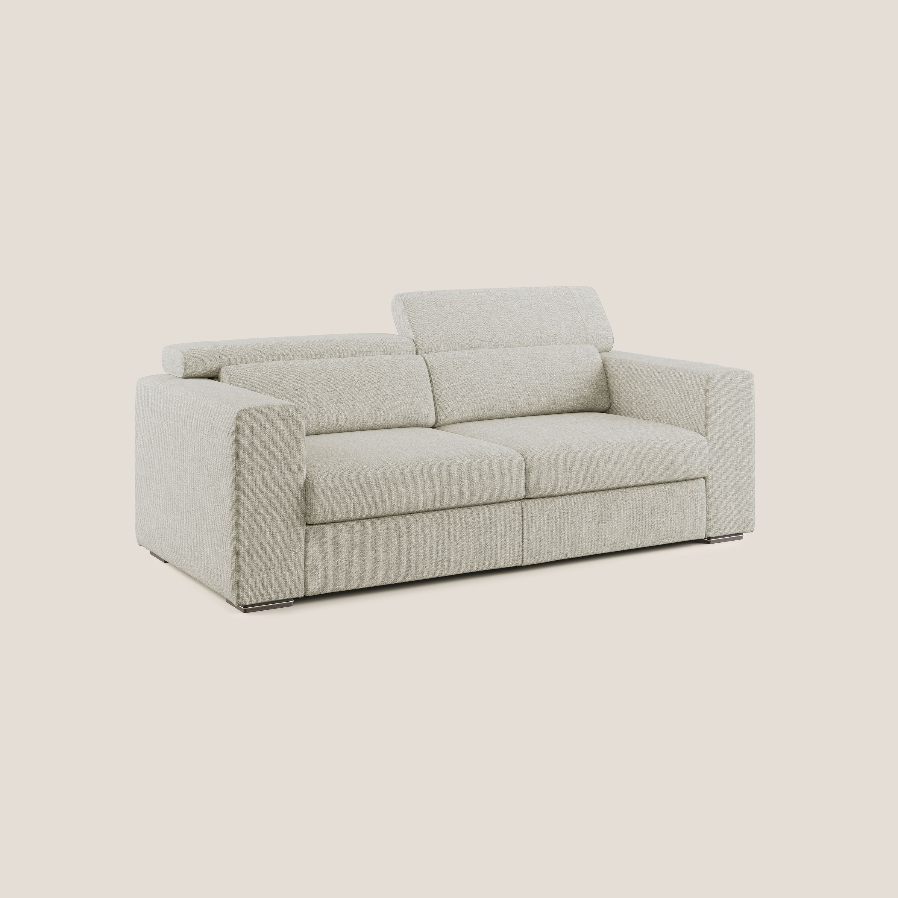 Vegas divano con poggiatesta reclinabili in morbido tessuto impermeabile T06 panna - divani.store