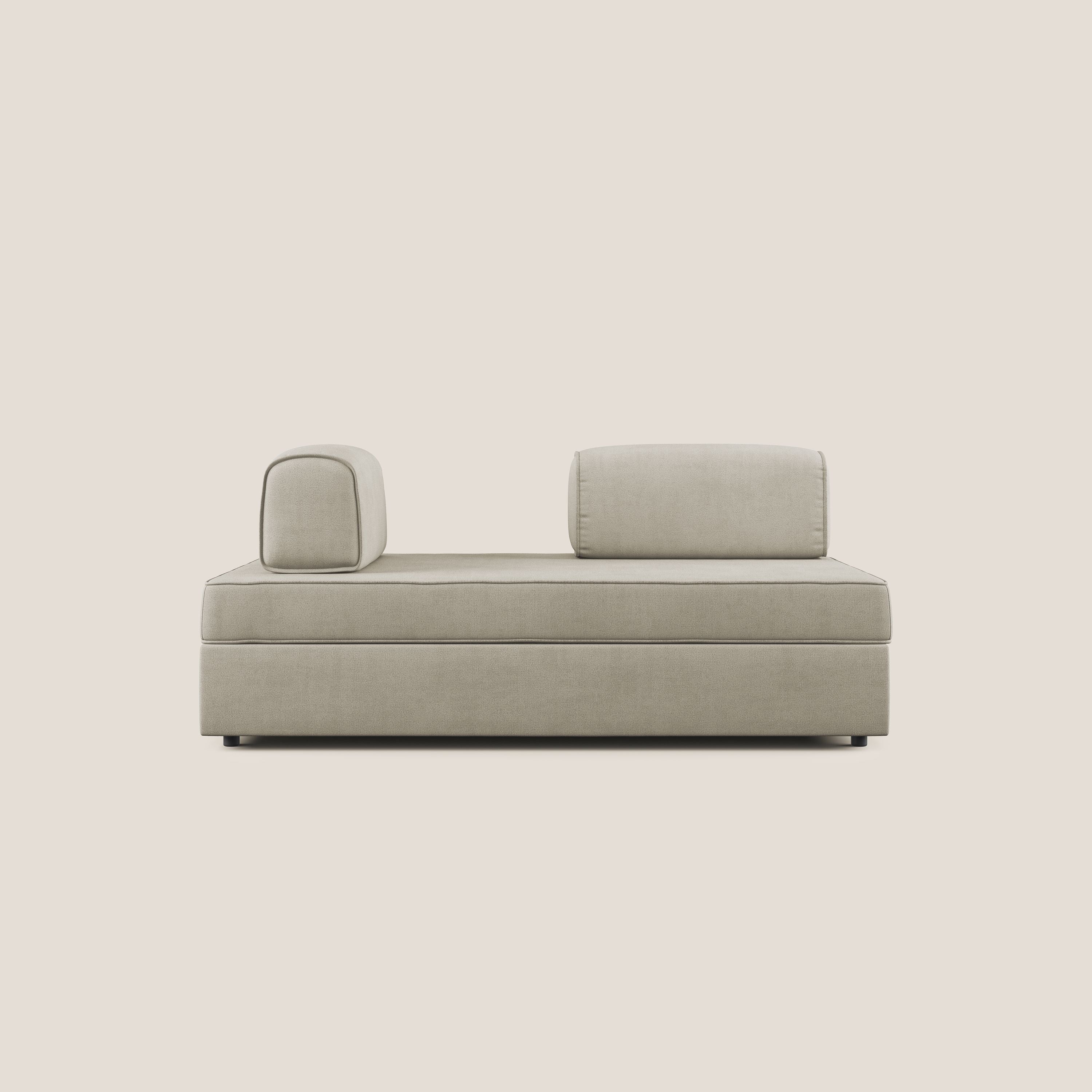 Liberty divano con pouf estraibile e schienali movibili in tessuto morbido impermeabile T02 panna - divani.store