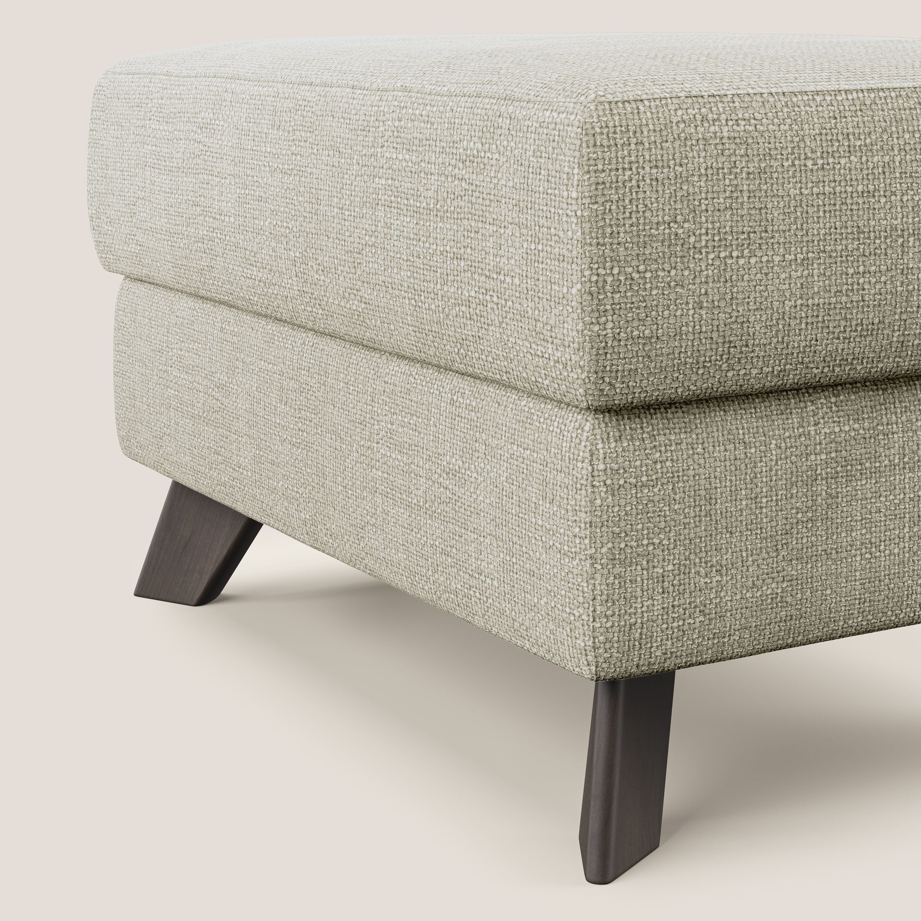 Moon Pouf contenitore e piedini alti in tessuto morbido ad intreccio soft-touch impermeabile T06 panna - divani.store